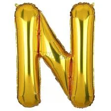 Gold foil letter "N” balloon