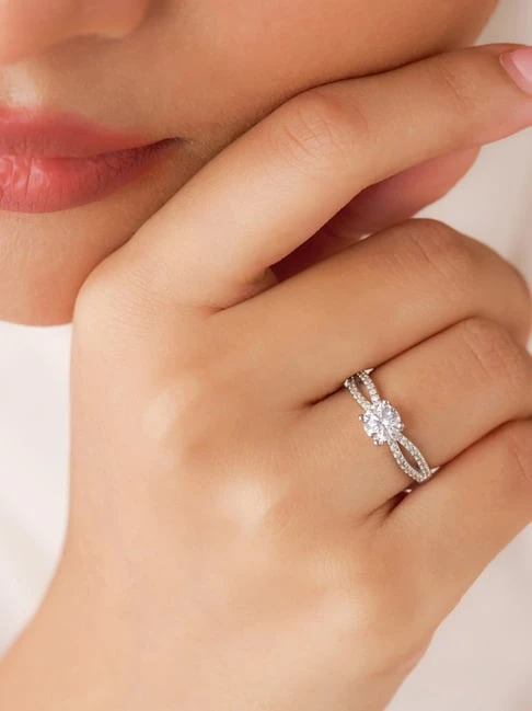 Promise of Forever Solitaire Rhodium Plated Ring.