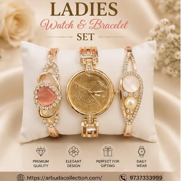 Ladies Analog Watch & Bracelet Combo