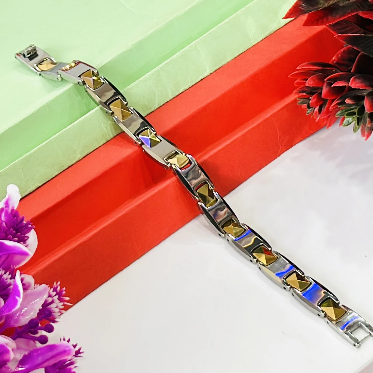 stainless steel Italian charm bracelet