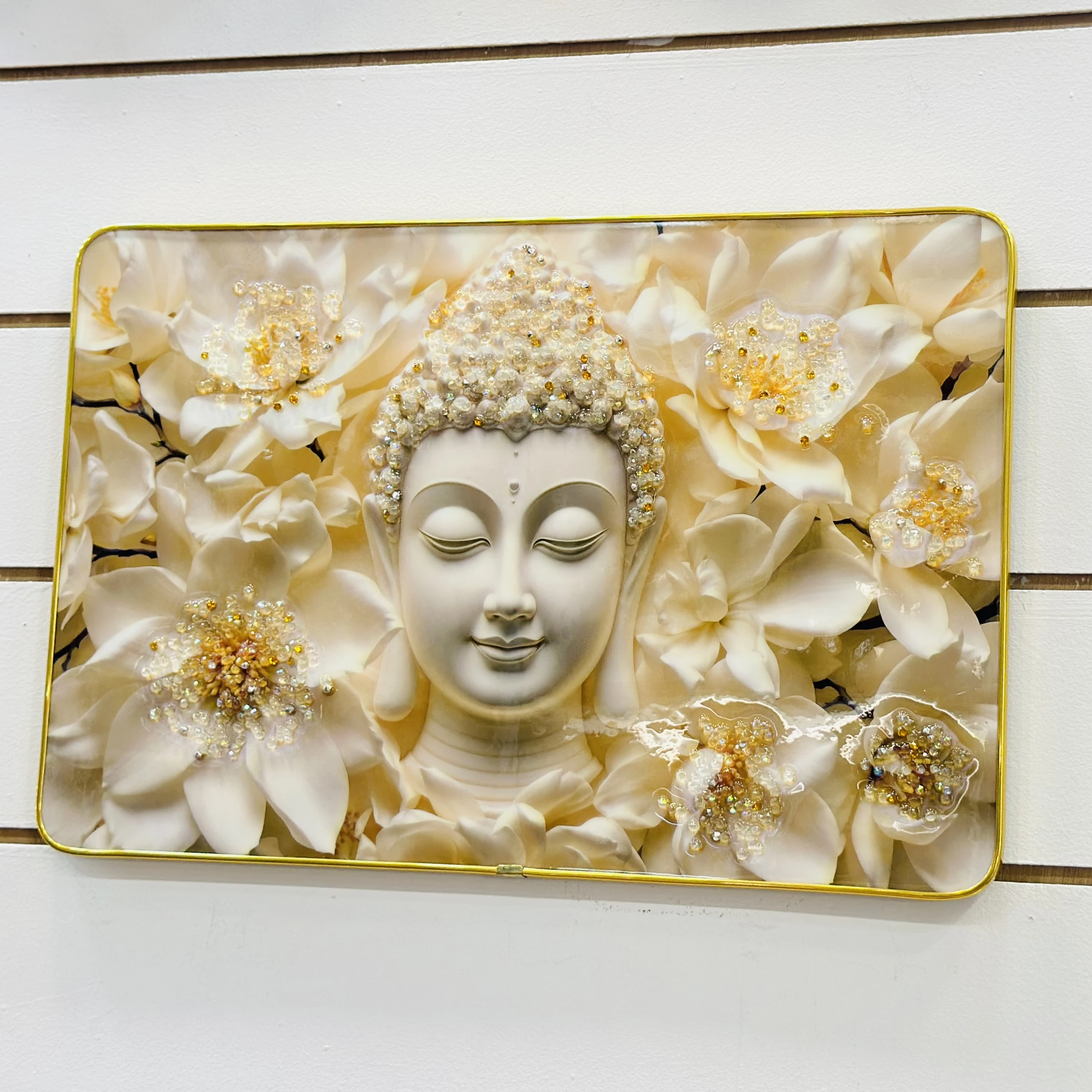 Crystal embedded Buddha wall painting(SKU-TUY5TY))