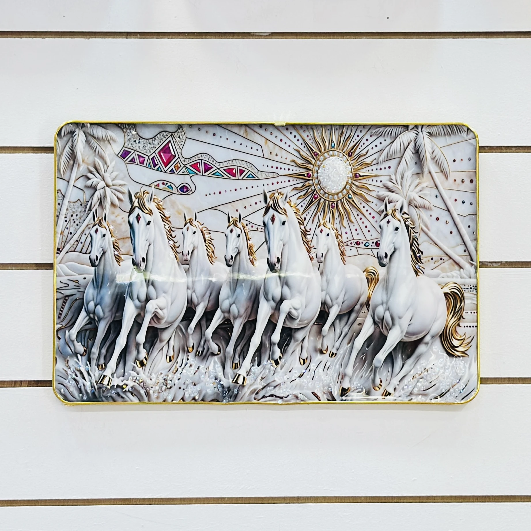 Seven Running Horse Vastu framed wall painting……XM3LRD