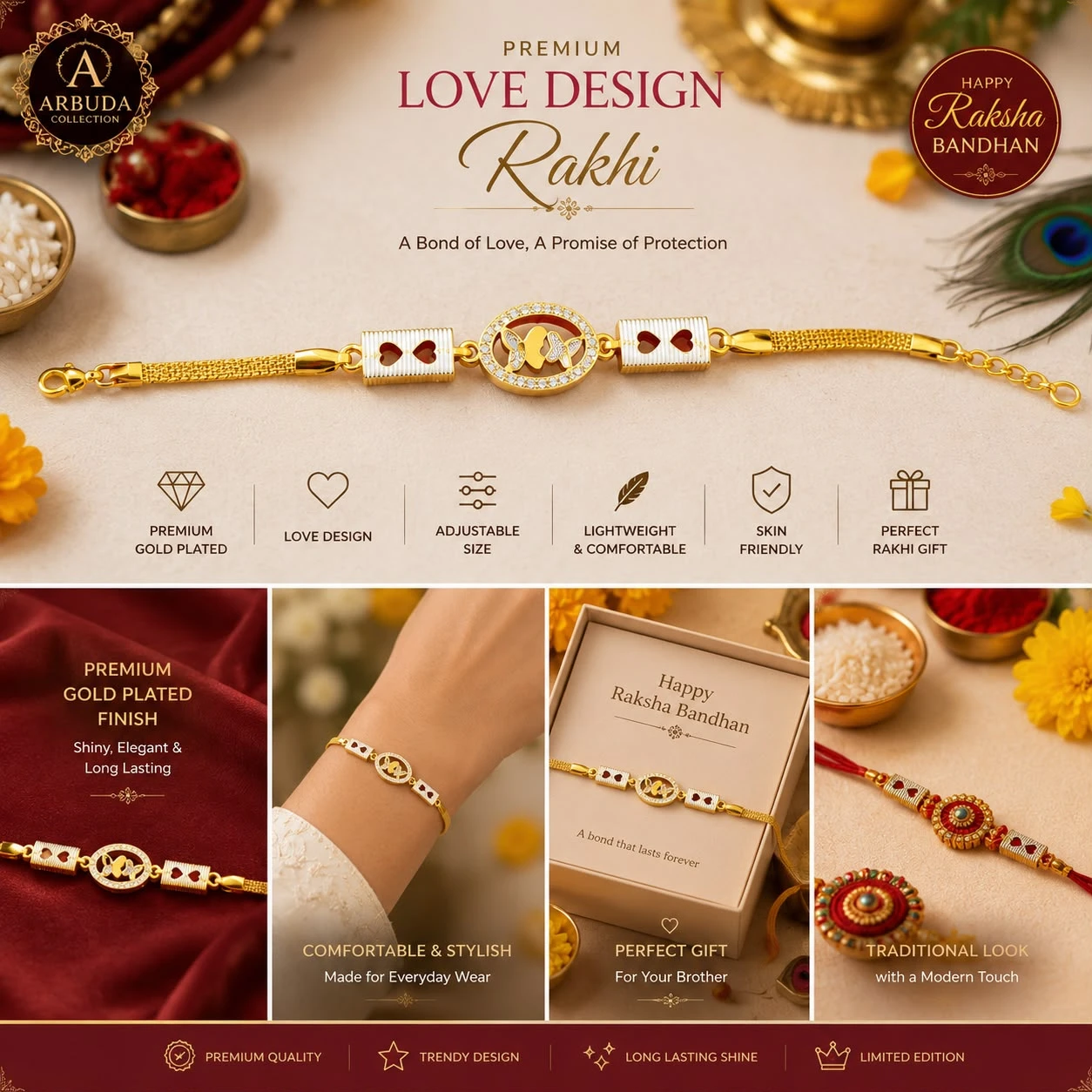 Gold Design Rakhi