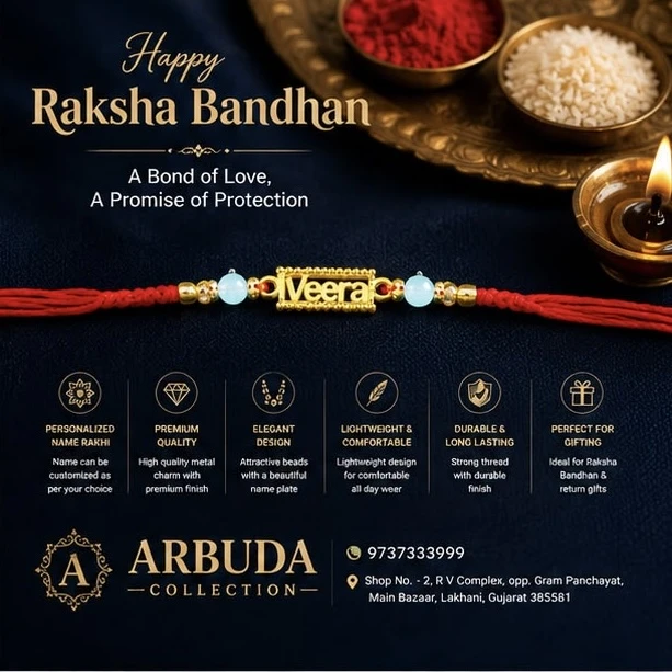 personalized "Veera" name rakhi