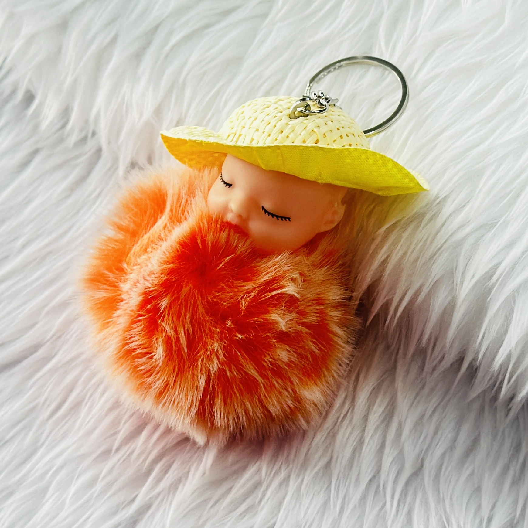 Cute Sleeping Doll Fake Fur Key Chain