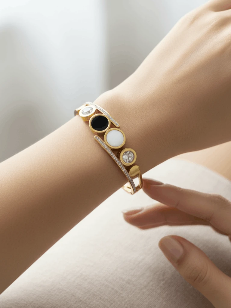 Gold plated stainless steel cuff bracelet