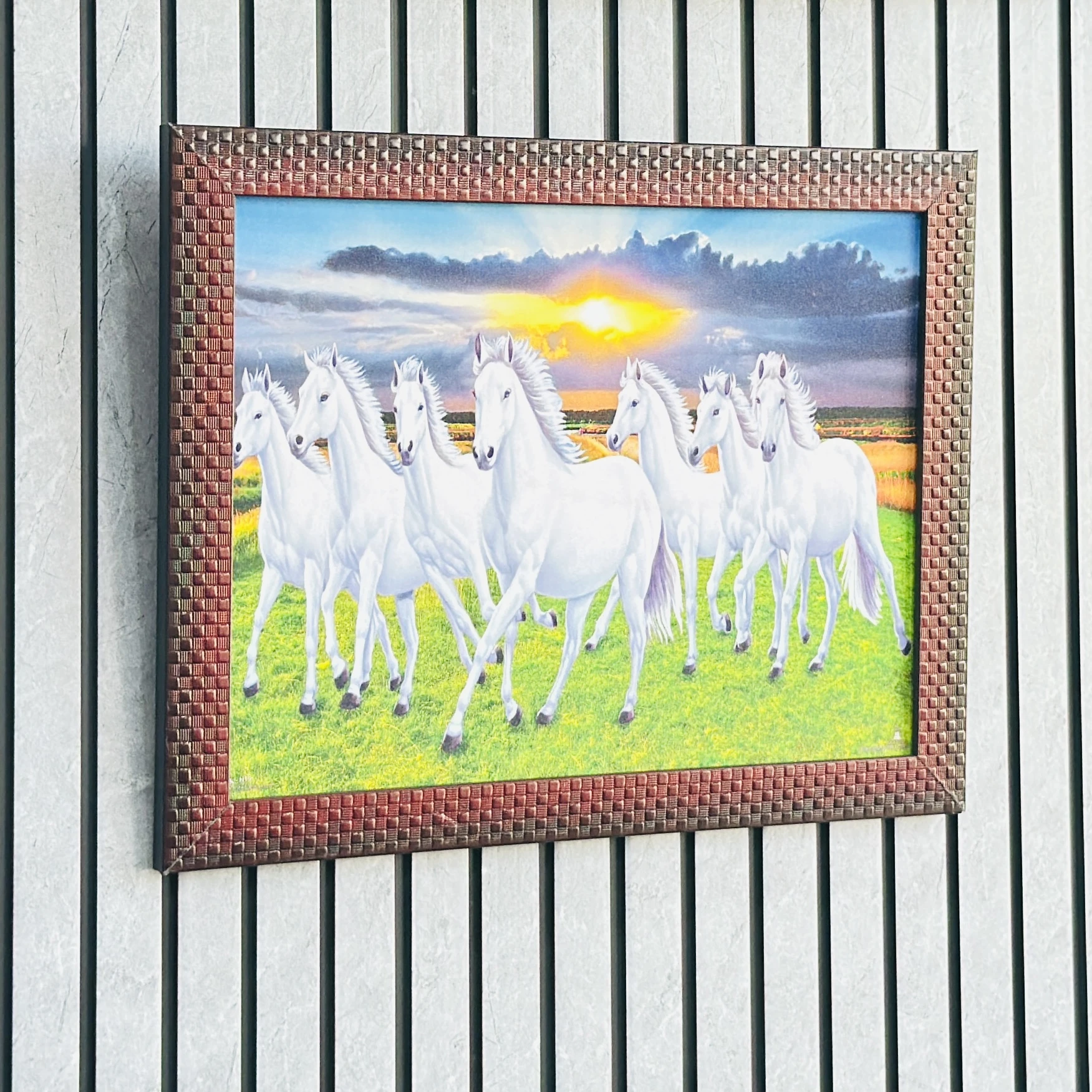 Vastu Seven Running White Horses wall painting UD7CVT