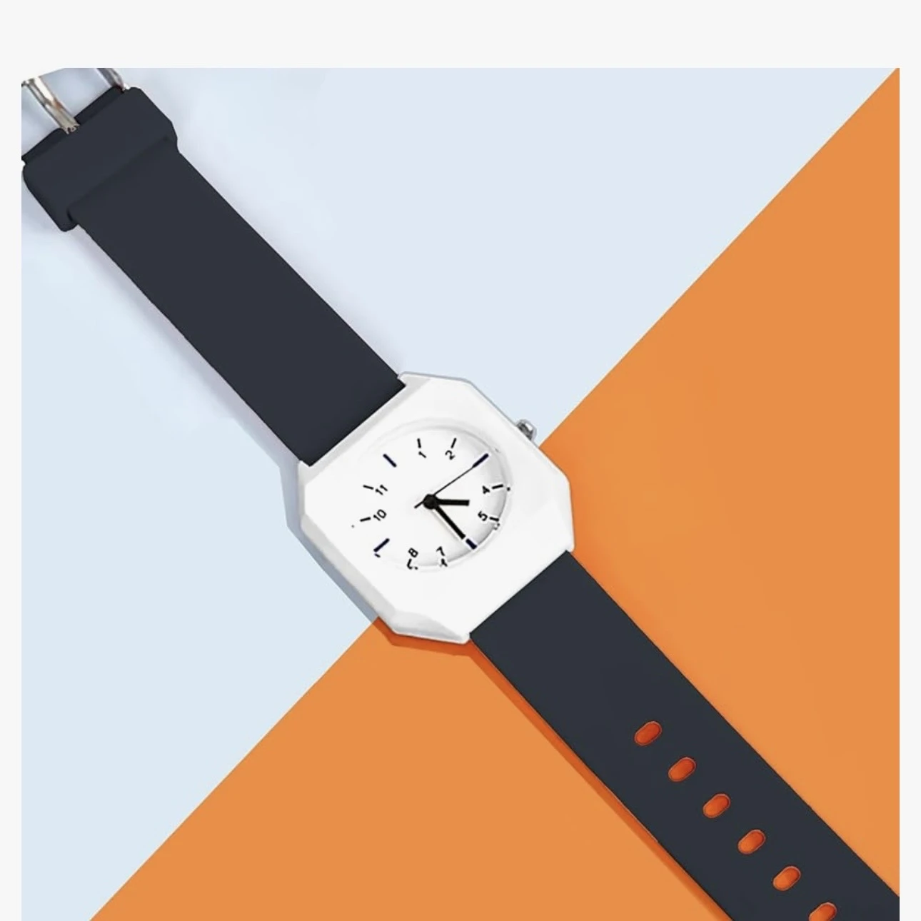 Mingrui Sport Square Unisex Analog Quartz Watch with a white case and black strap.