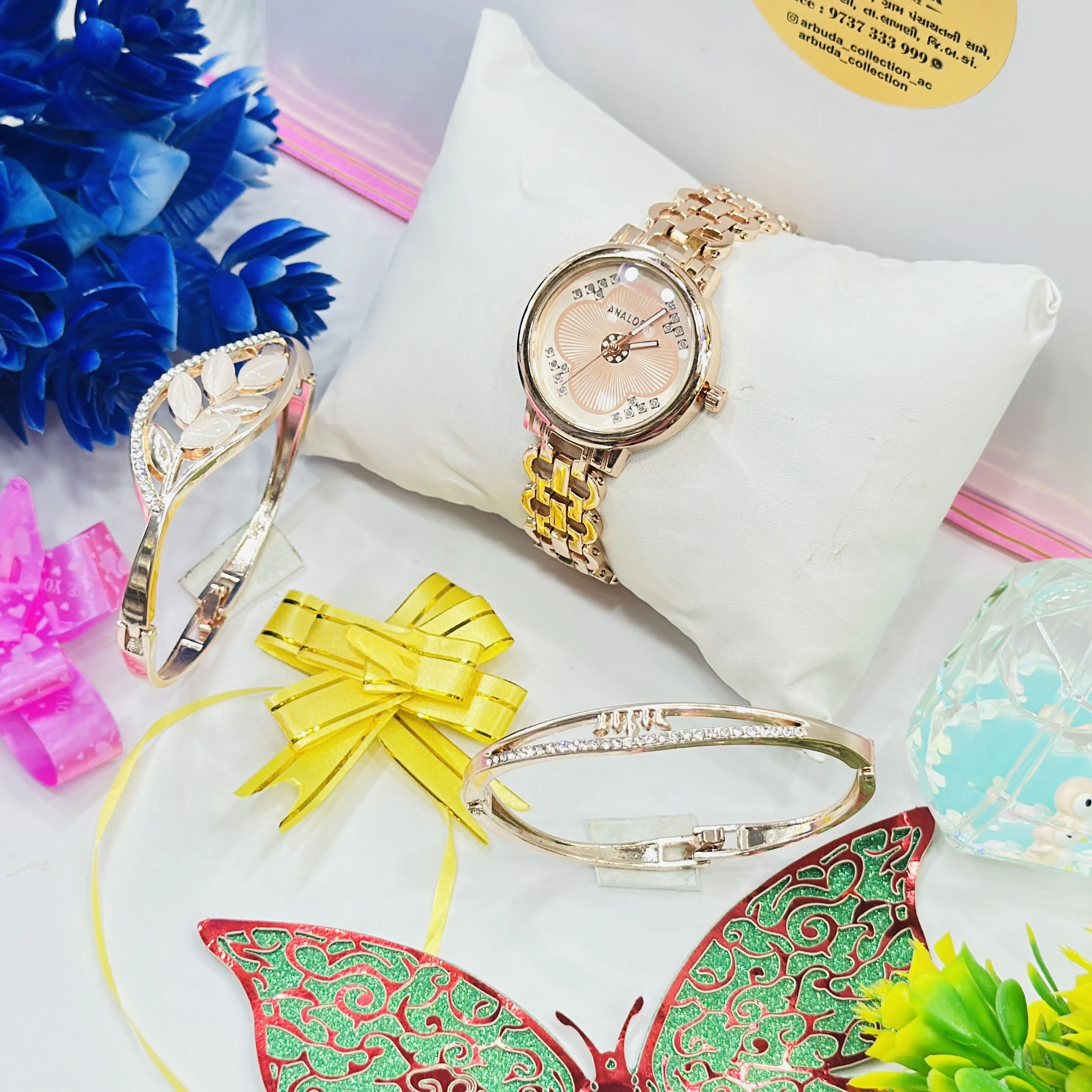 Rose gold Analogox brand watch set