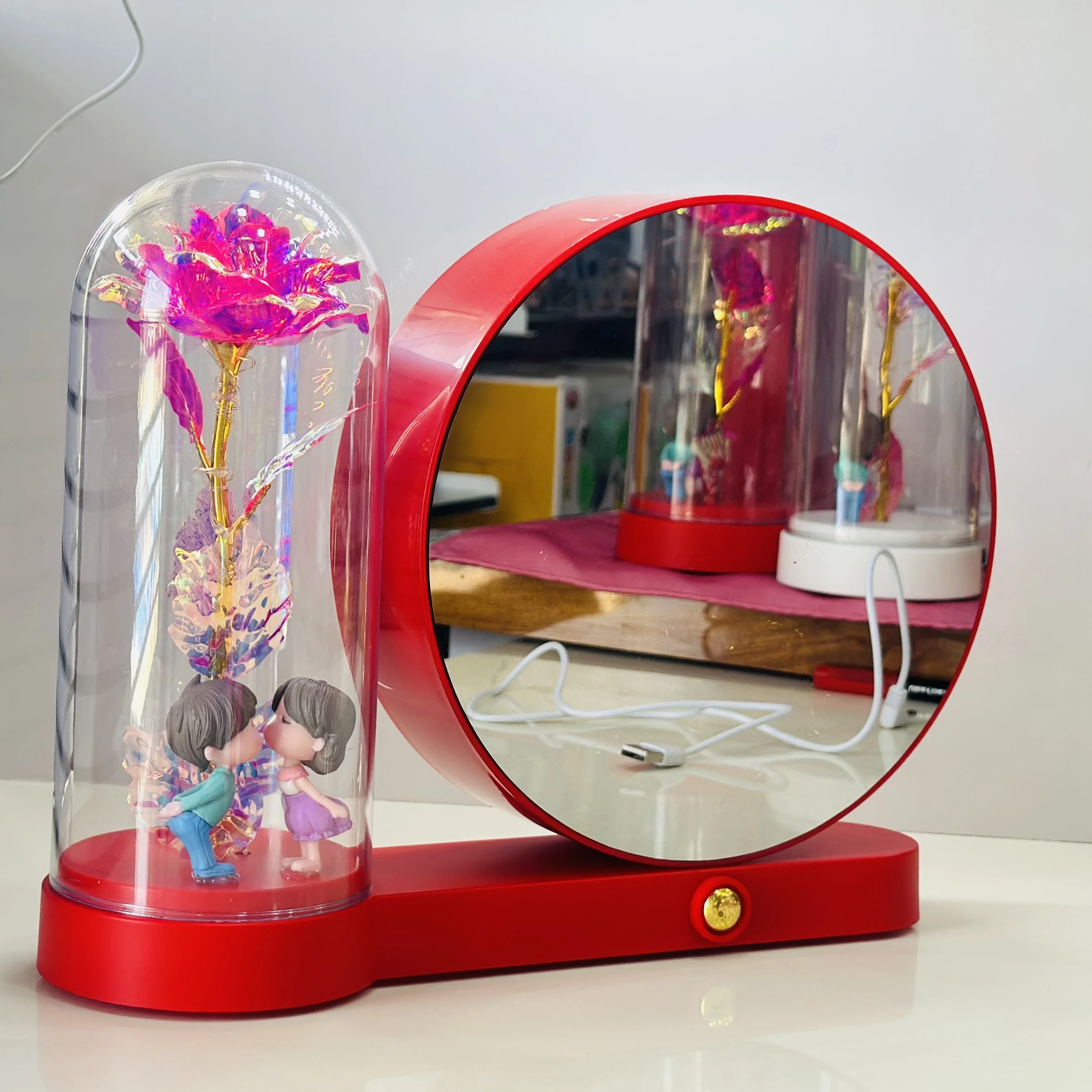 Eternal Rose in Glass with LED Light(SKU-3D244G)