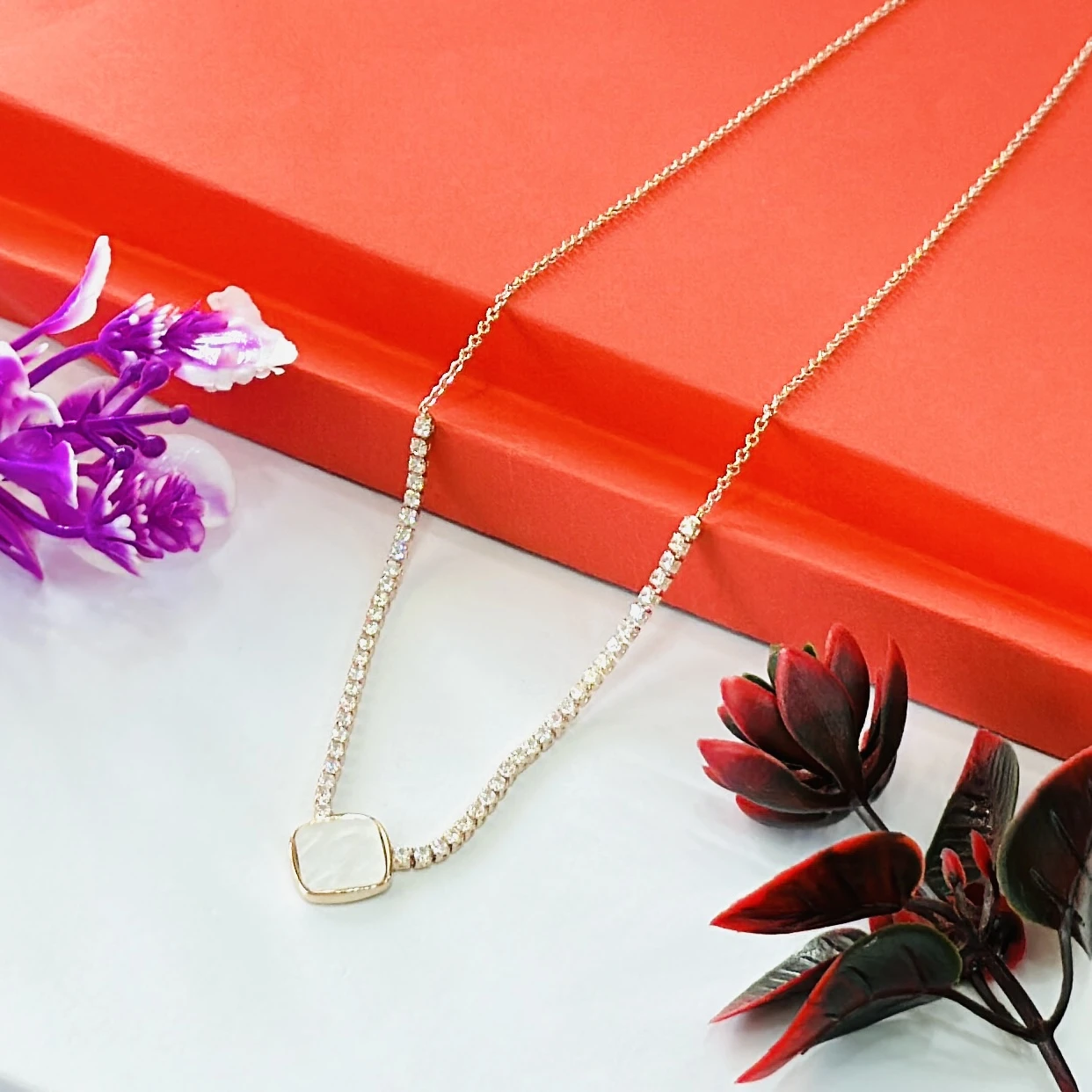 Gold plated tennis necklace