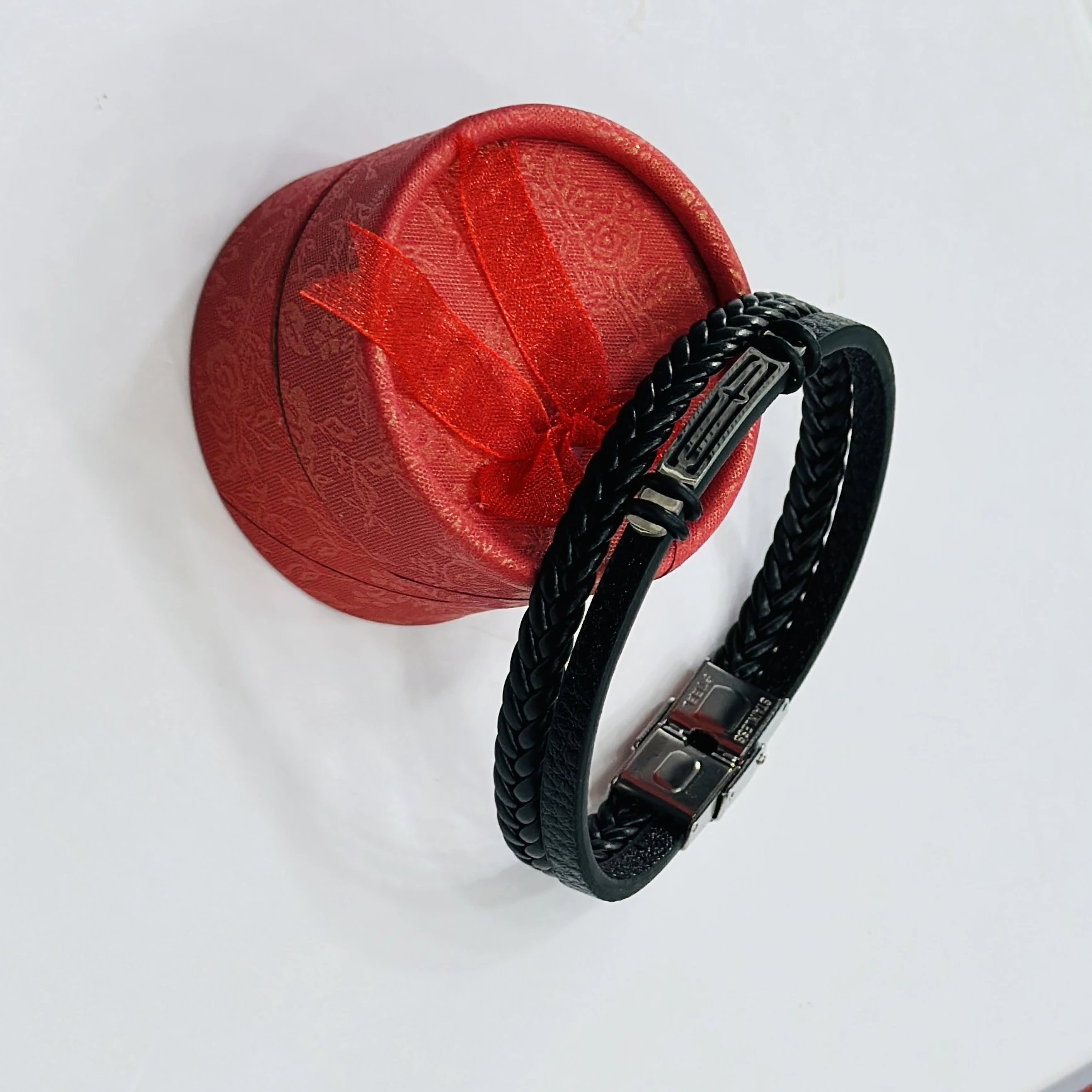 Men's Genuine Braided Leather Bracelet,