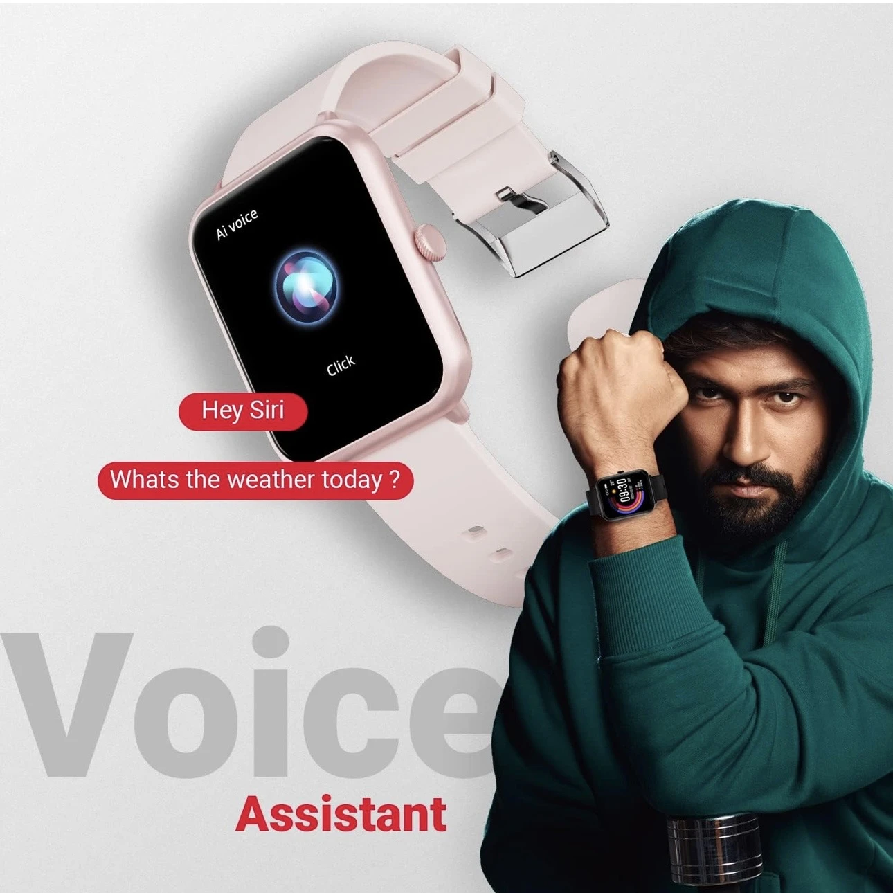Fire-Boltt Ninja Call Pro Plus smartwatch in pink. Model No.BDE053