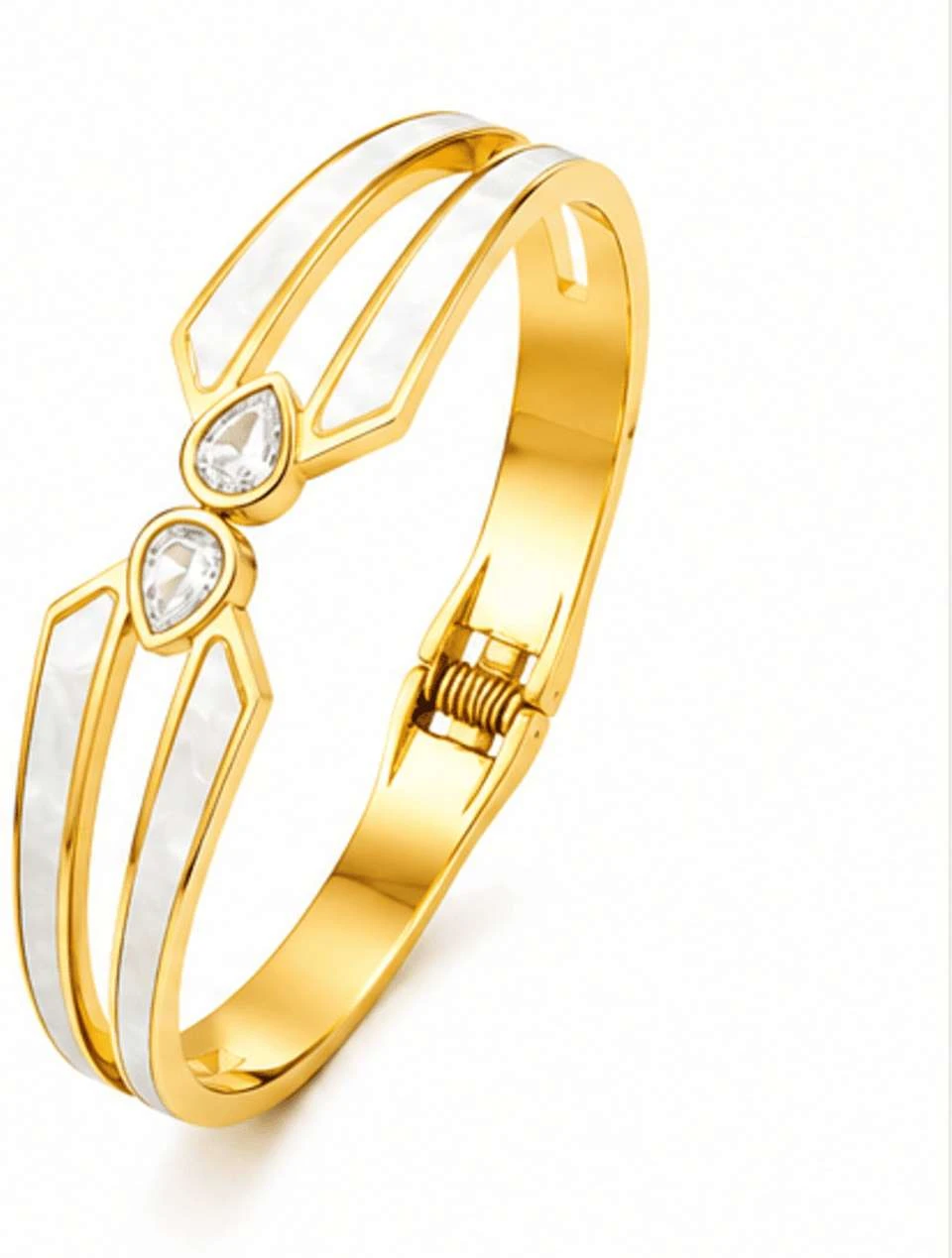 Gold tone hinged bangle bracelet