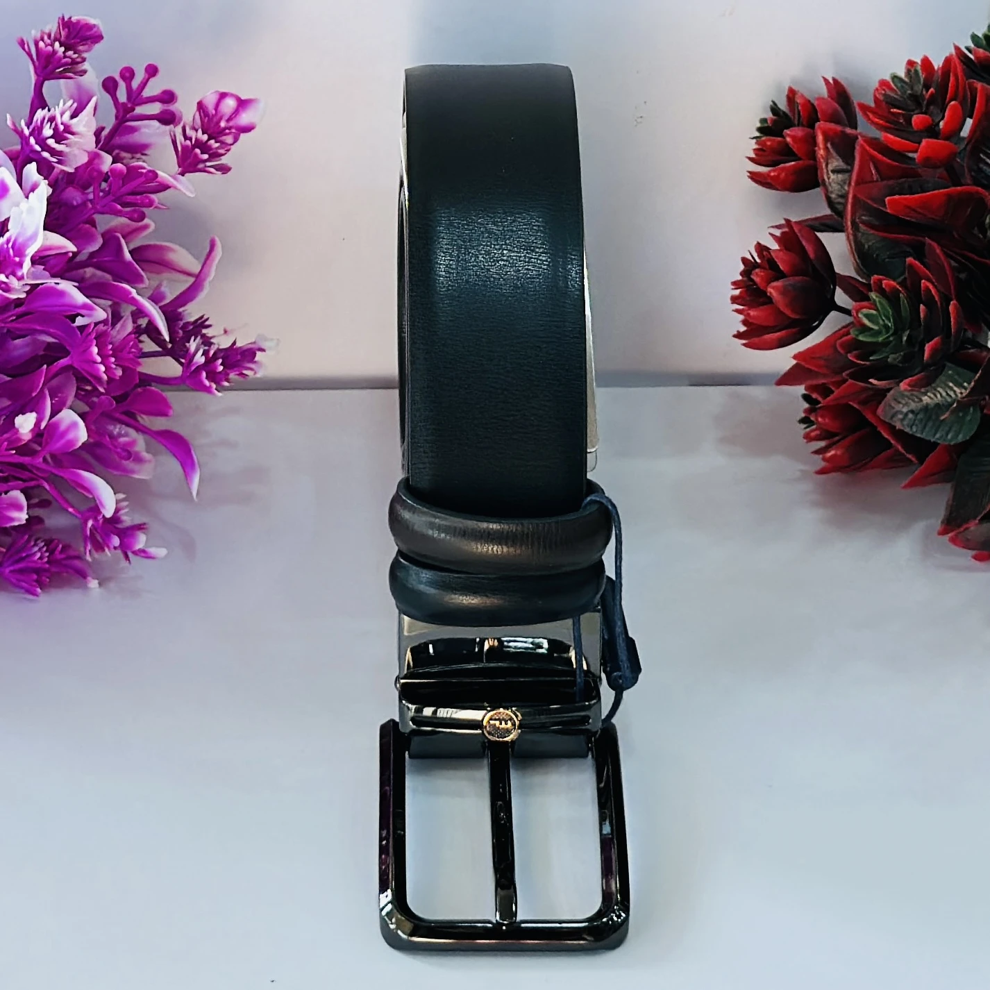 Men Casual Black Genuine Leather Belt
