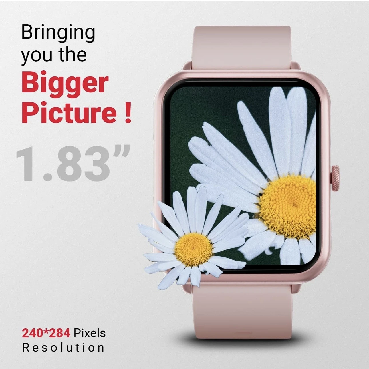 Fire-Boltt Ninja Call Pro Plus smartwatch in pink. Model No.BDE053