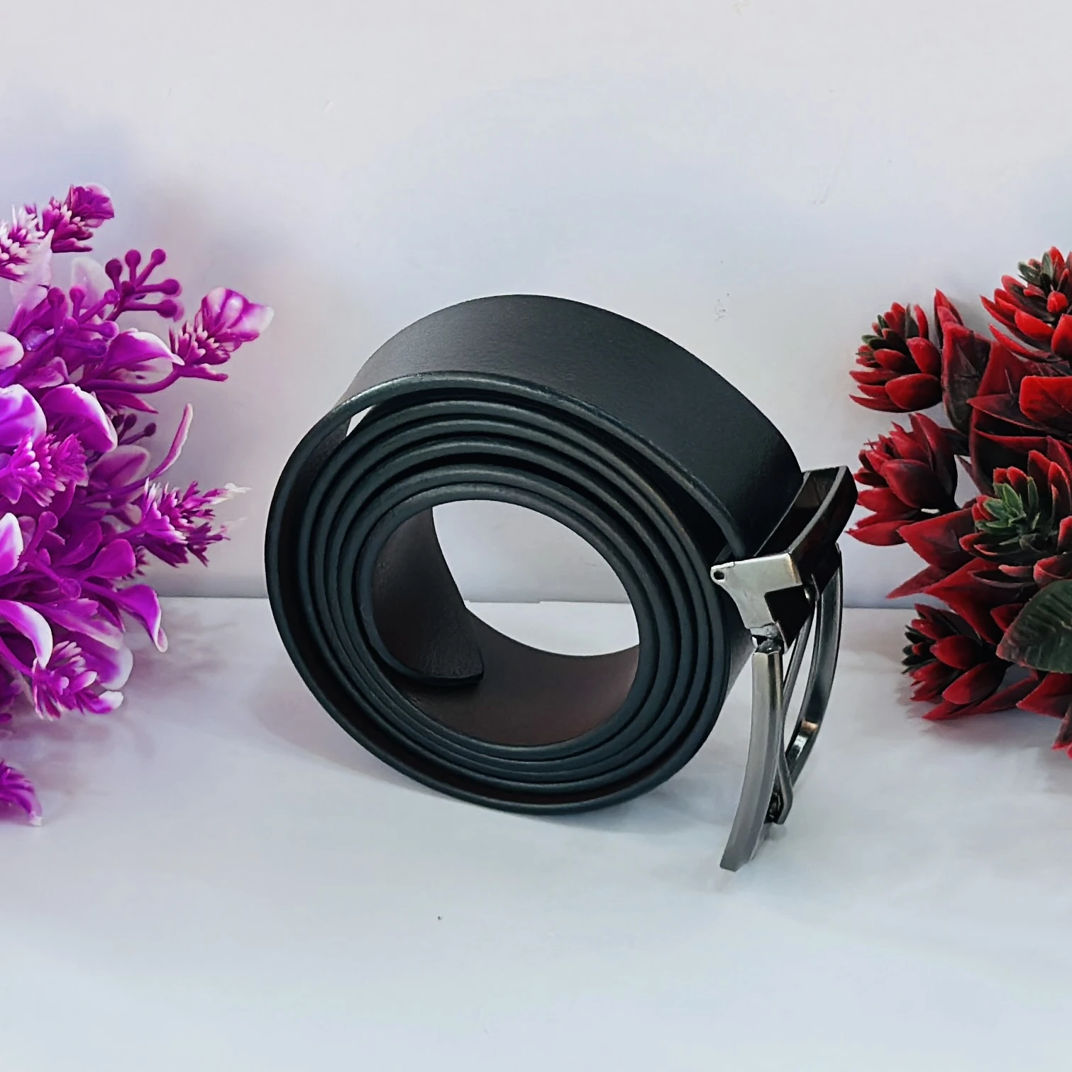 Casual Black Artificial Leather Belt