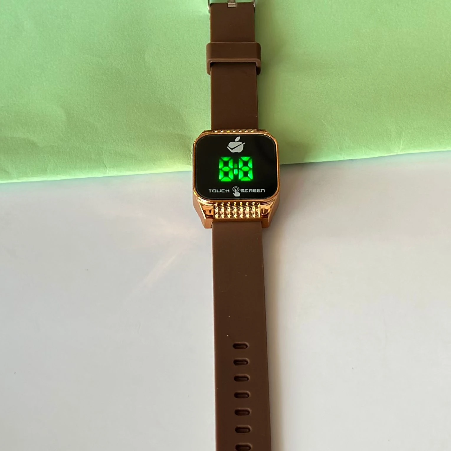 Digital watch with a silicone strap