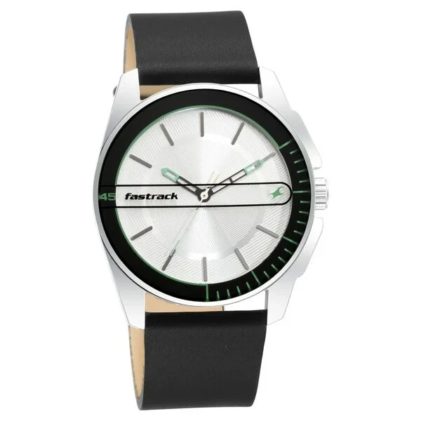 Fastrack Wear Your Look Quartz Analog Silver Dial Leather Strap Watch for Guys  .....NS3089SL15
