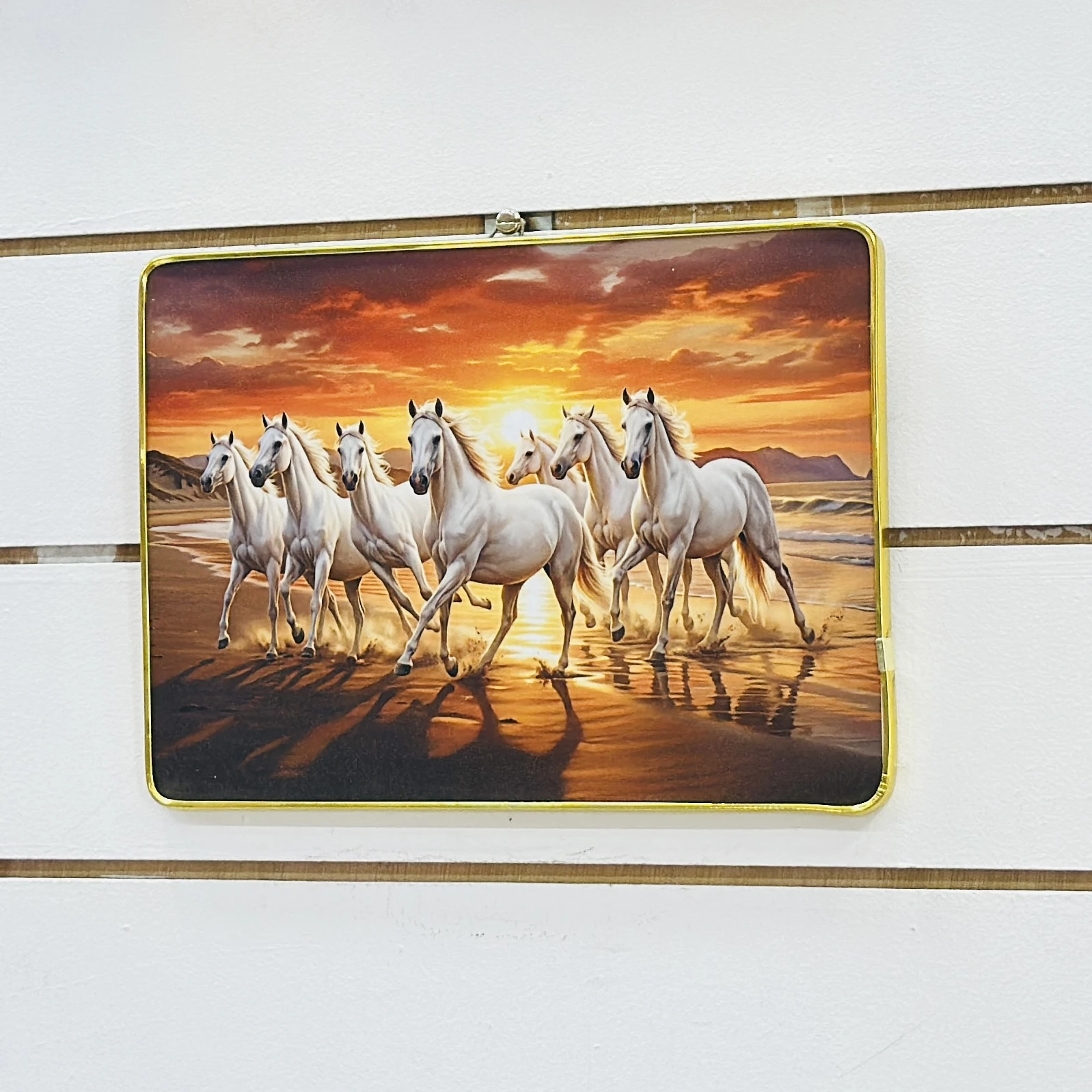 Vastu Lucky Seven Running Horses with Rising Sun framed wall painting…..C03EY7