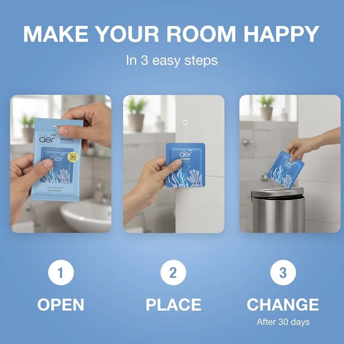 Godrej Aer Power Pocket Bathroom Freshener - Sea Breeze (10g)