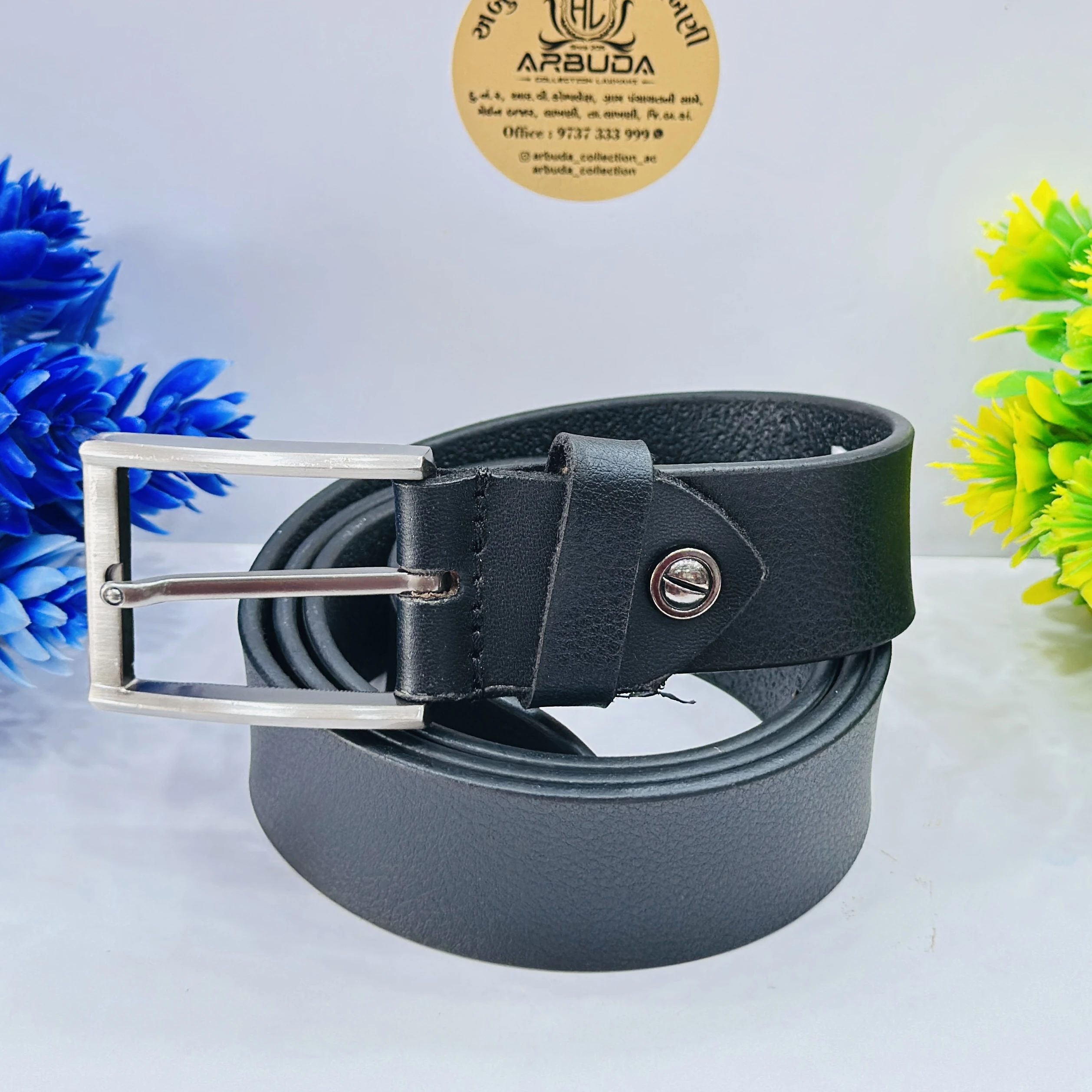 Black leather formal bel