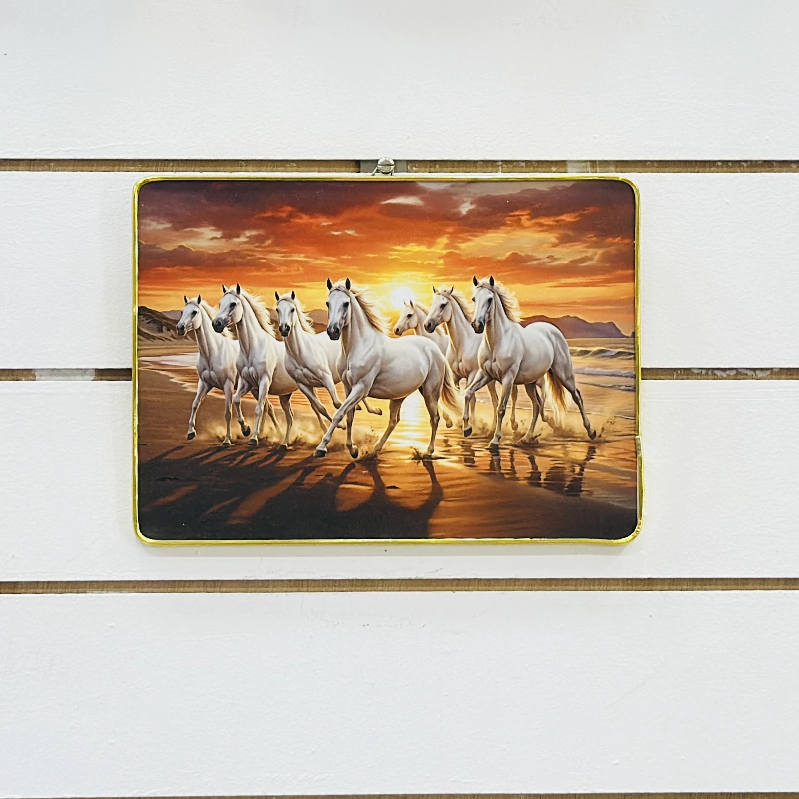 Vastu Lucky Seven Running Horses with Rising Sun framed wall painting…..C03EY7
