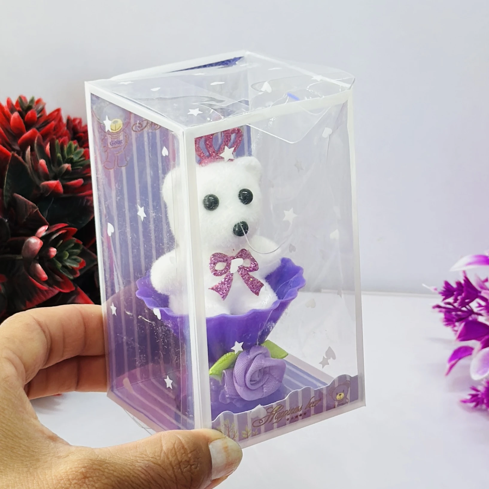 Small decorative teddy bear showpiece gift set.