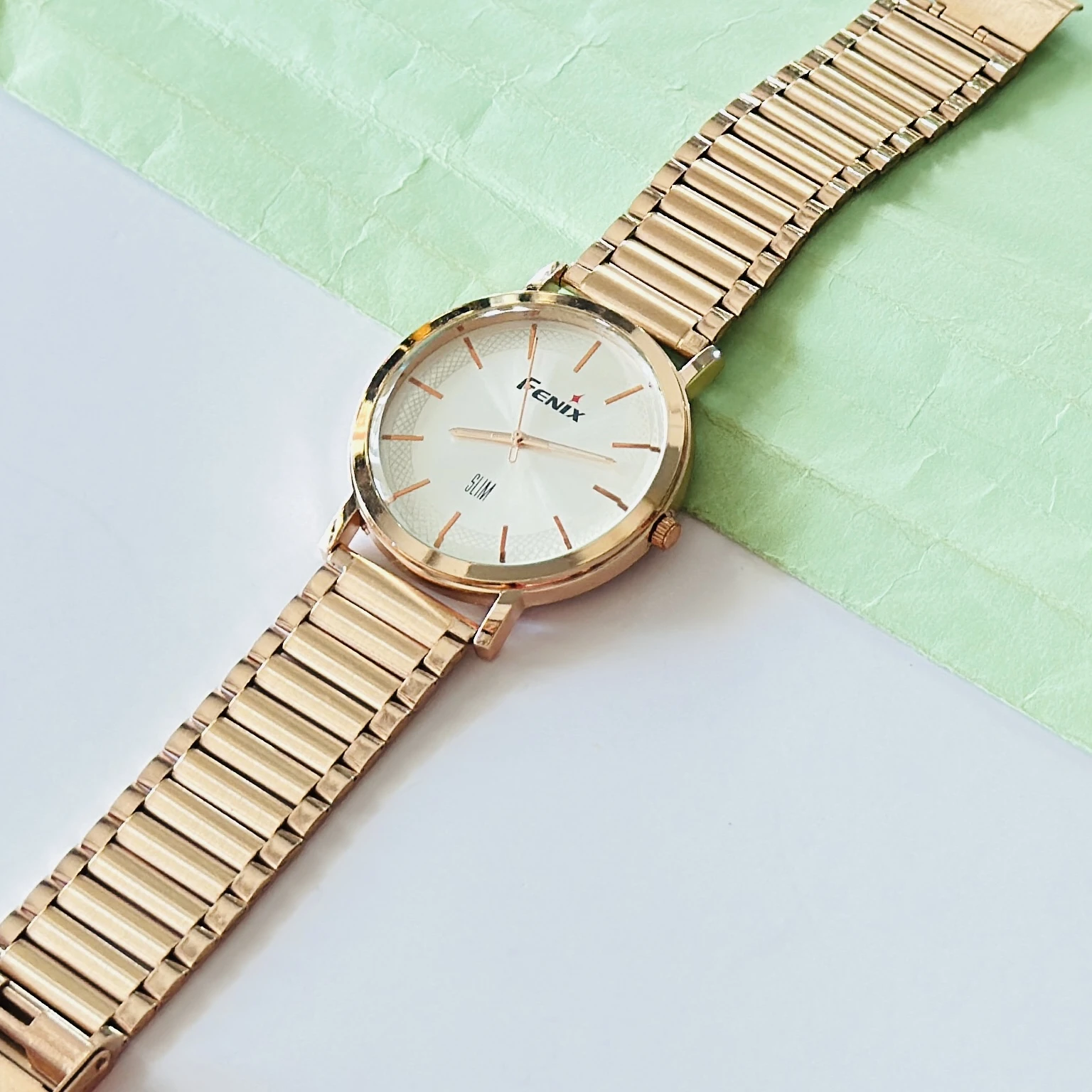 Rose Gold analogue watch