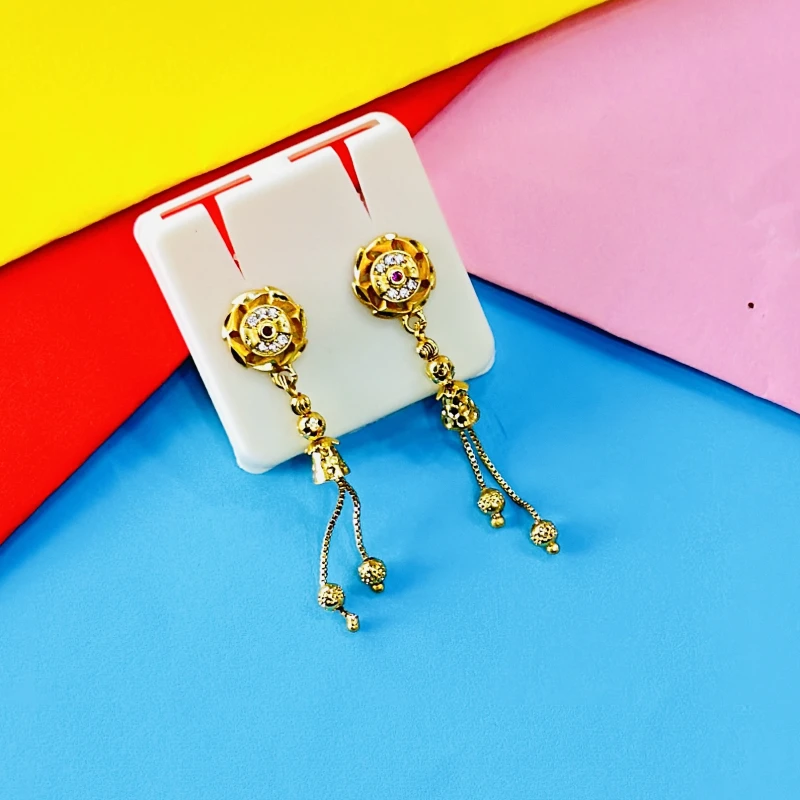 pair of gold-plated traditional drop earrings