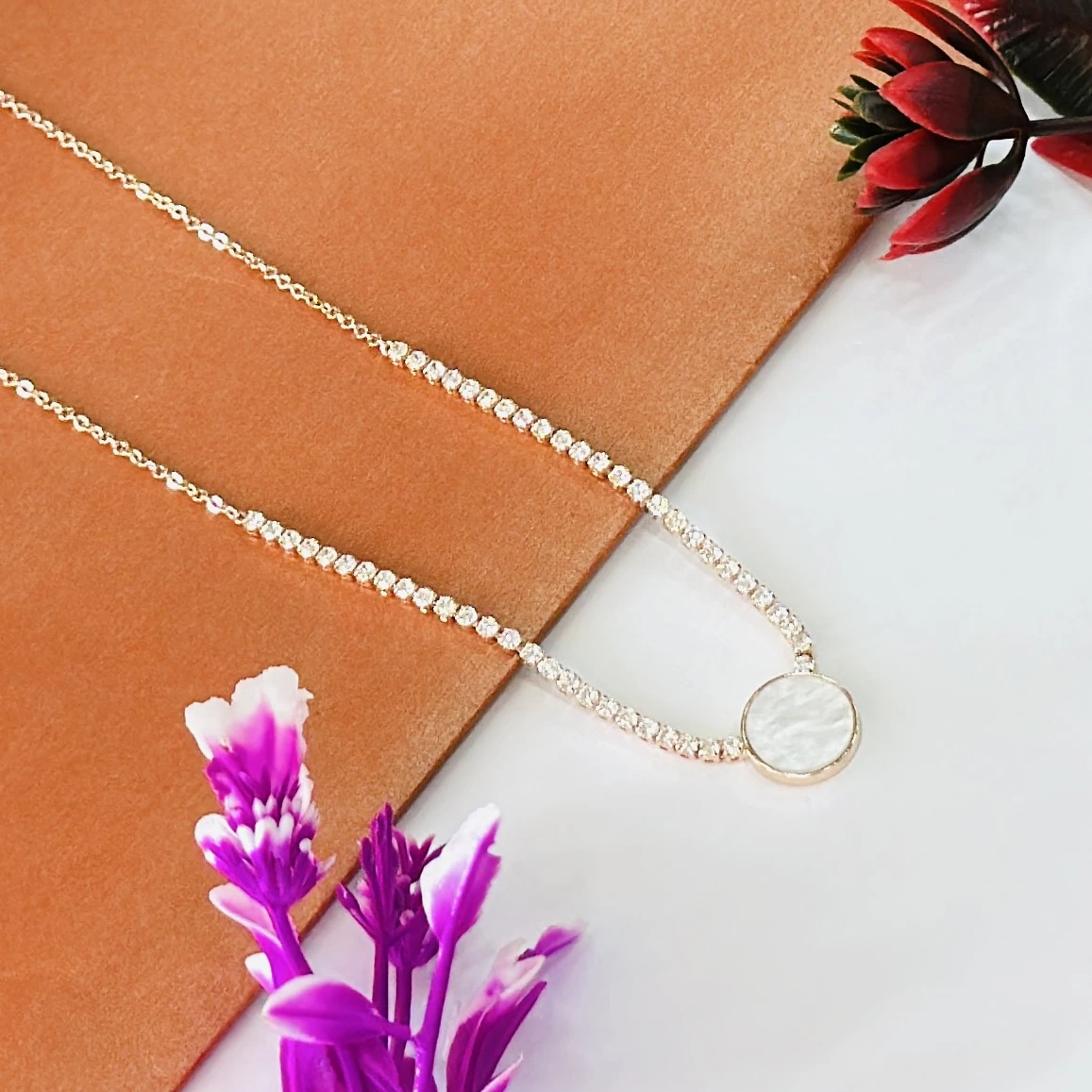 Gold -plated tennis necklace