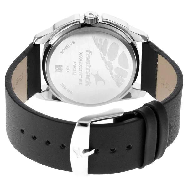 Fastrack Wear Your Look Quartz Analog Silver Dial Leather Strap Watch for Guys  .....NS3089SL15