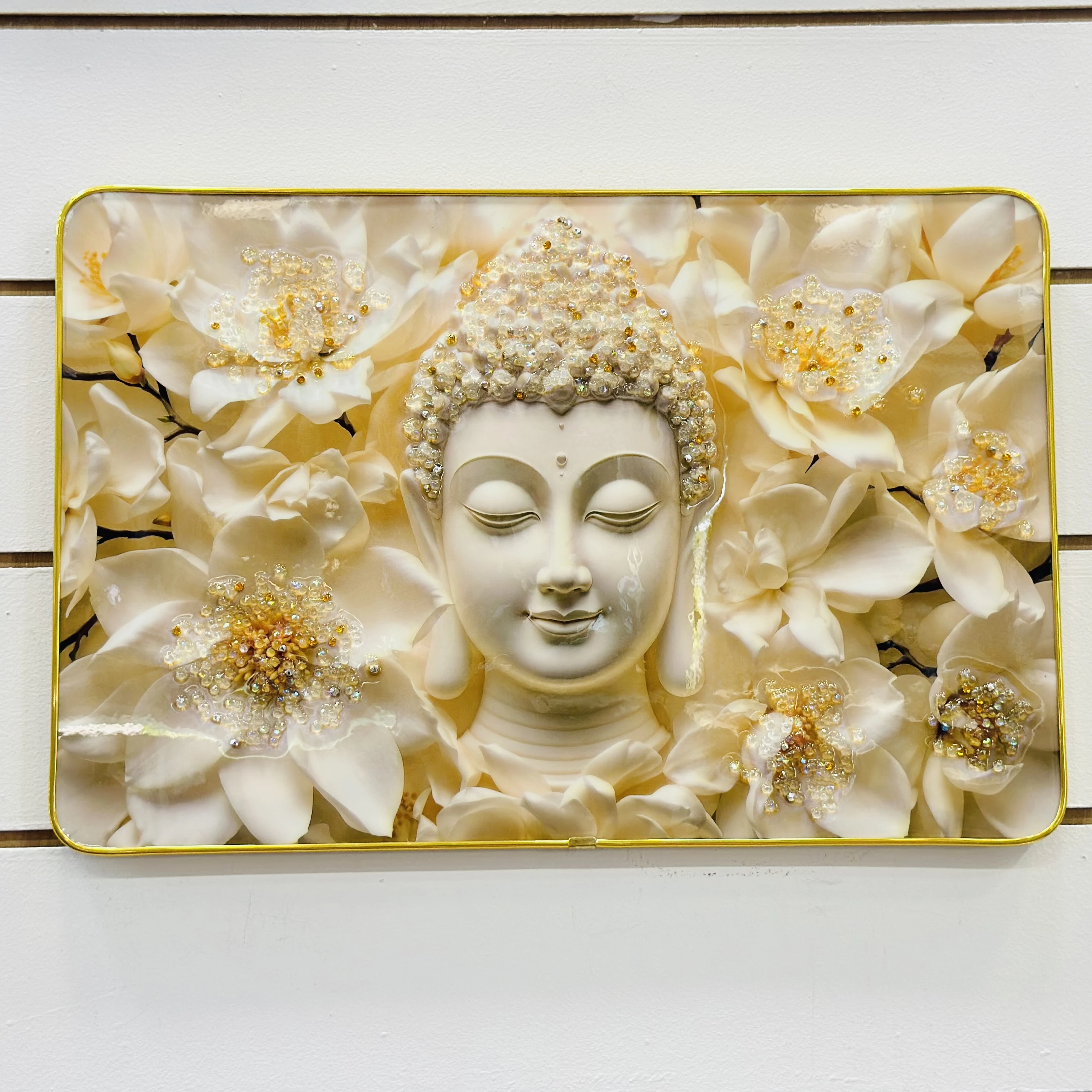 Crystal embedded Buddha wall painting(SKU-TUY5TY))