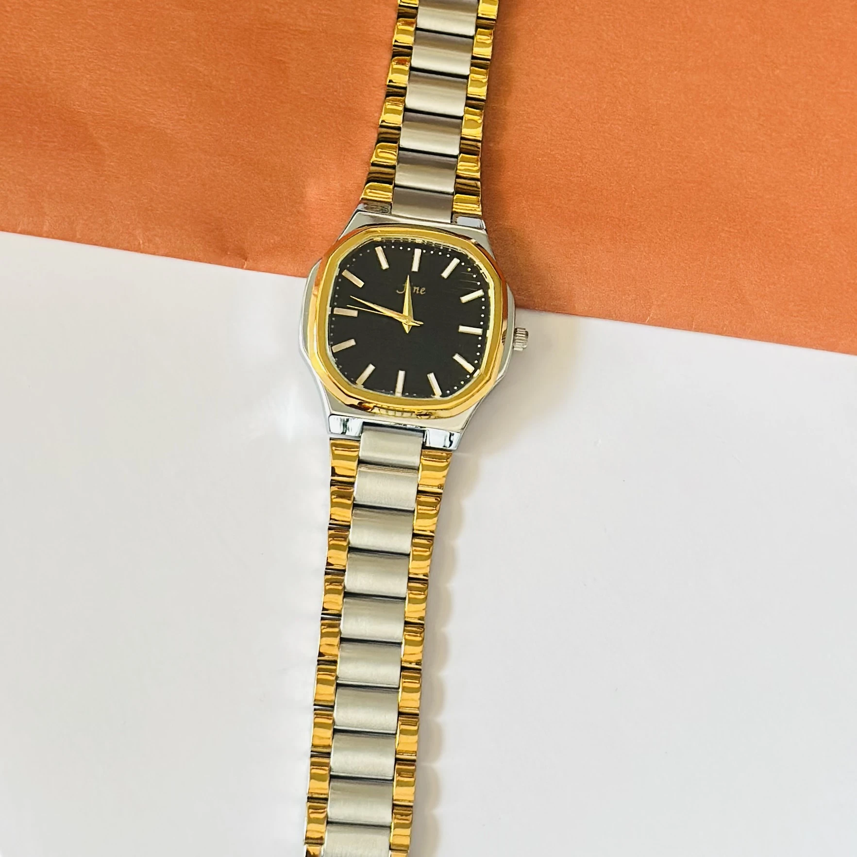 Two -tone stainless steel analog watch