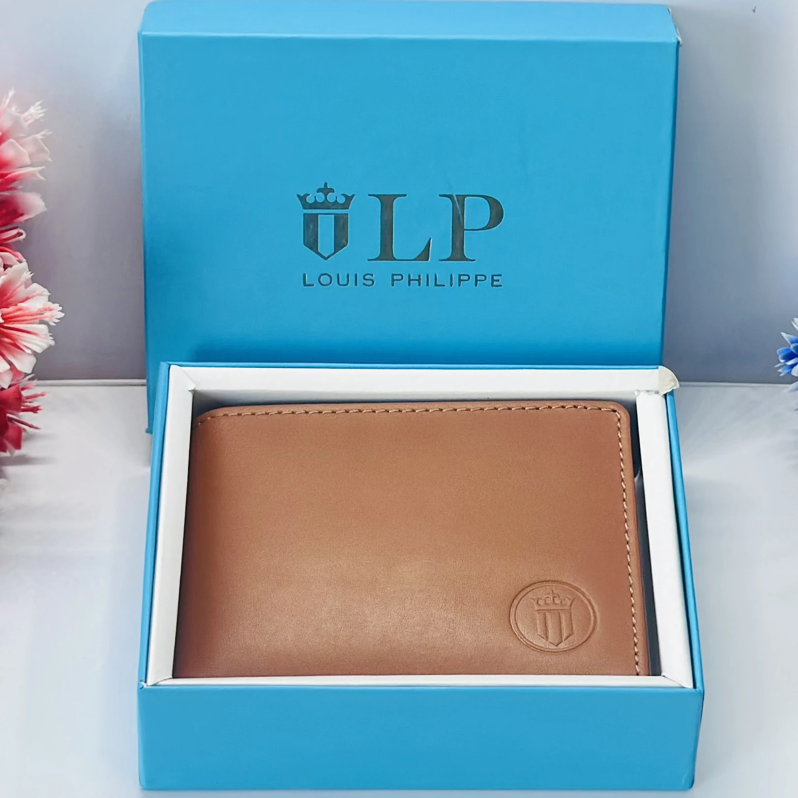 Louis Philippe Men Brown Print Genuine Leather Wallet.