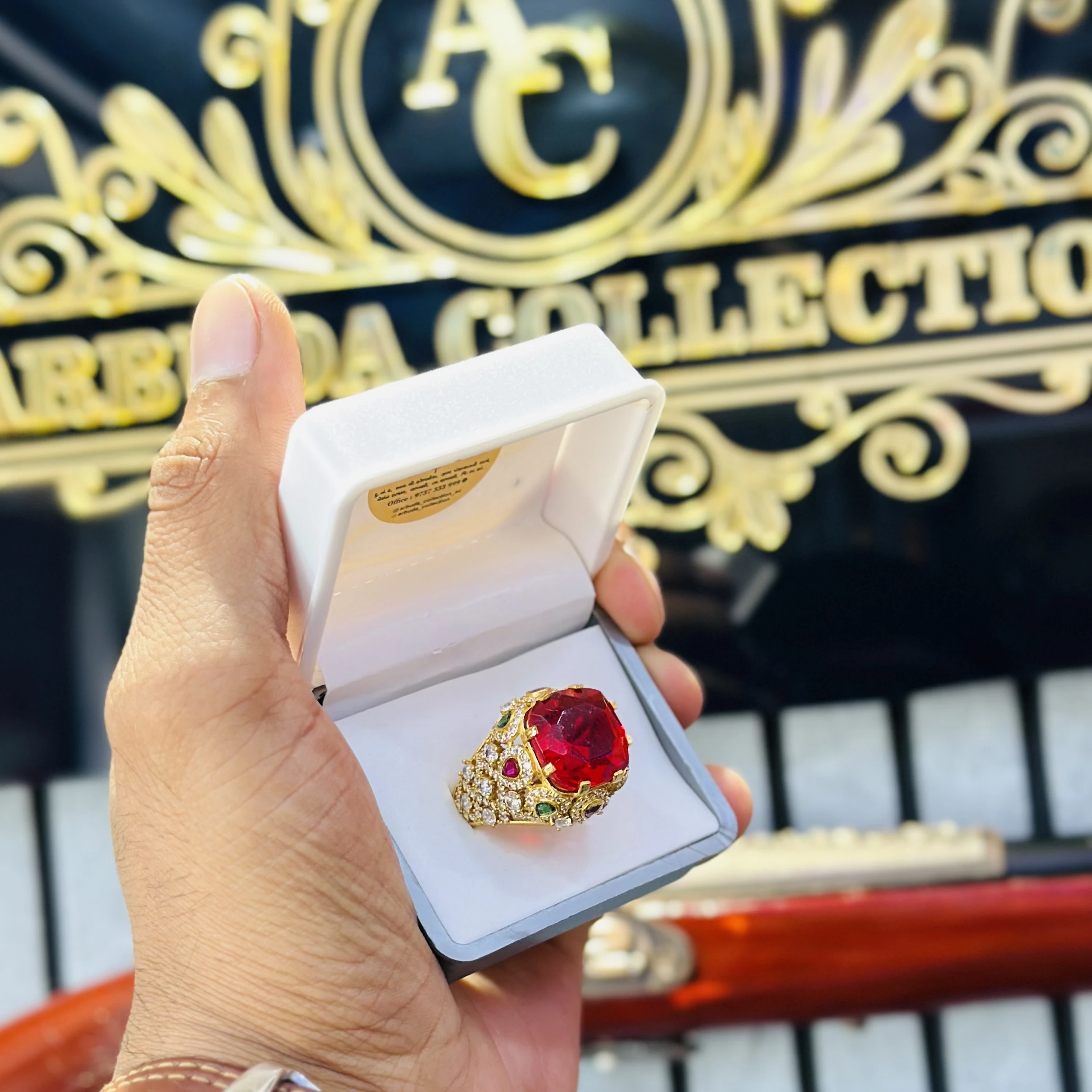Red Stone Ring for men's