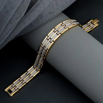Gold and Silver Men's Loose Bracelet featuring a two-tone design