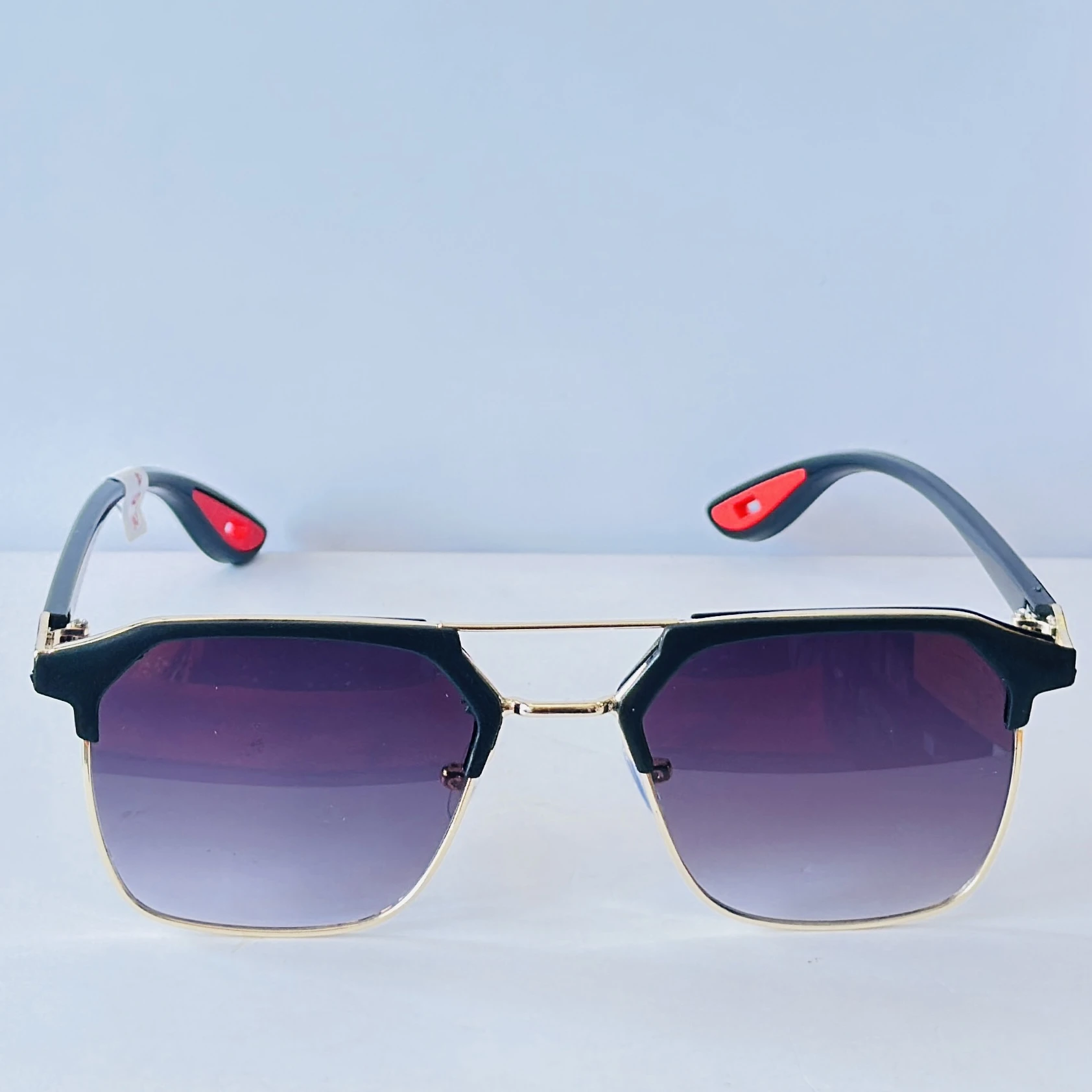 Spadeaces unisex black lens and gold-toned square sunglasses
