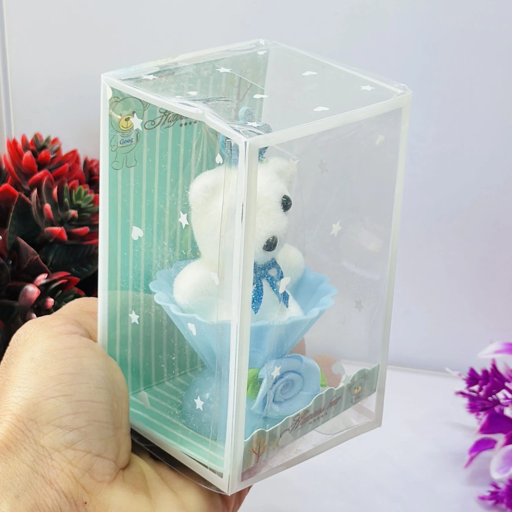 Small decorative teddy bear showpiece gift set.