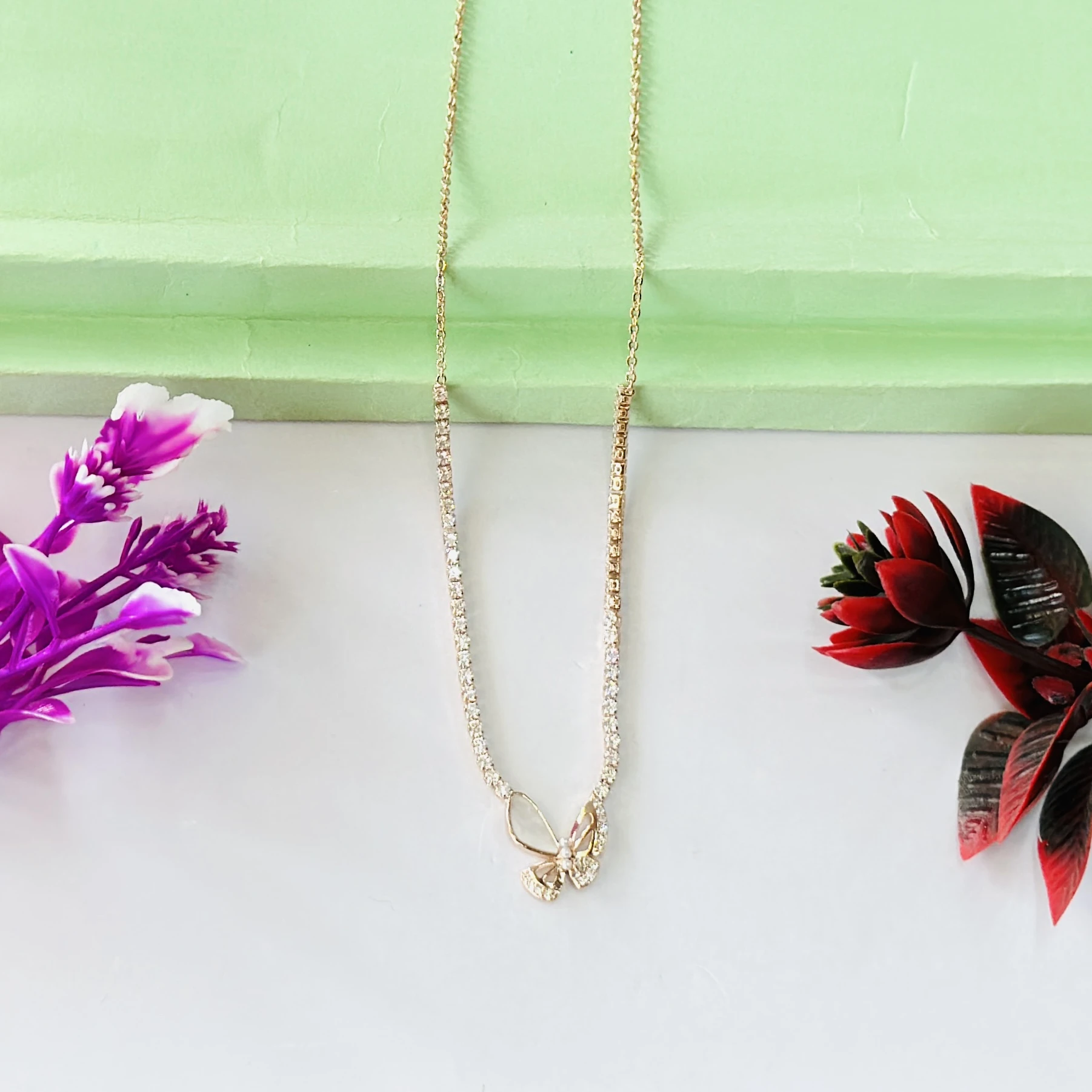 Gold plated tennis necklace