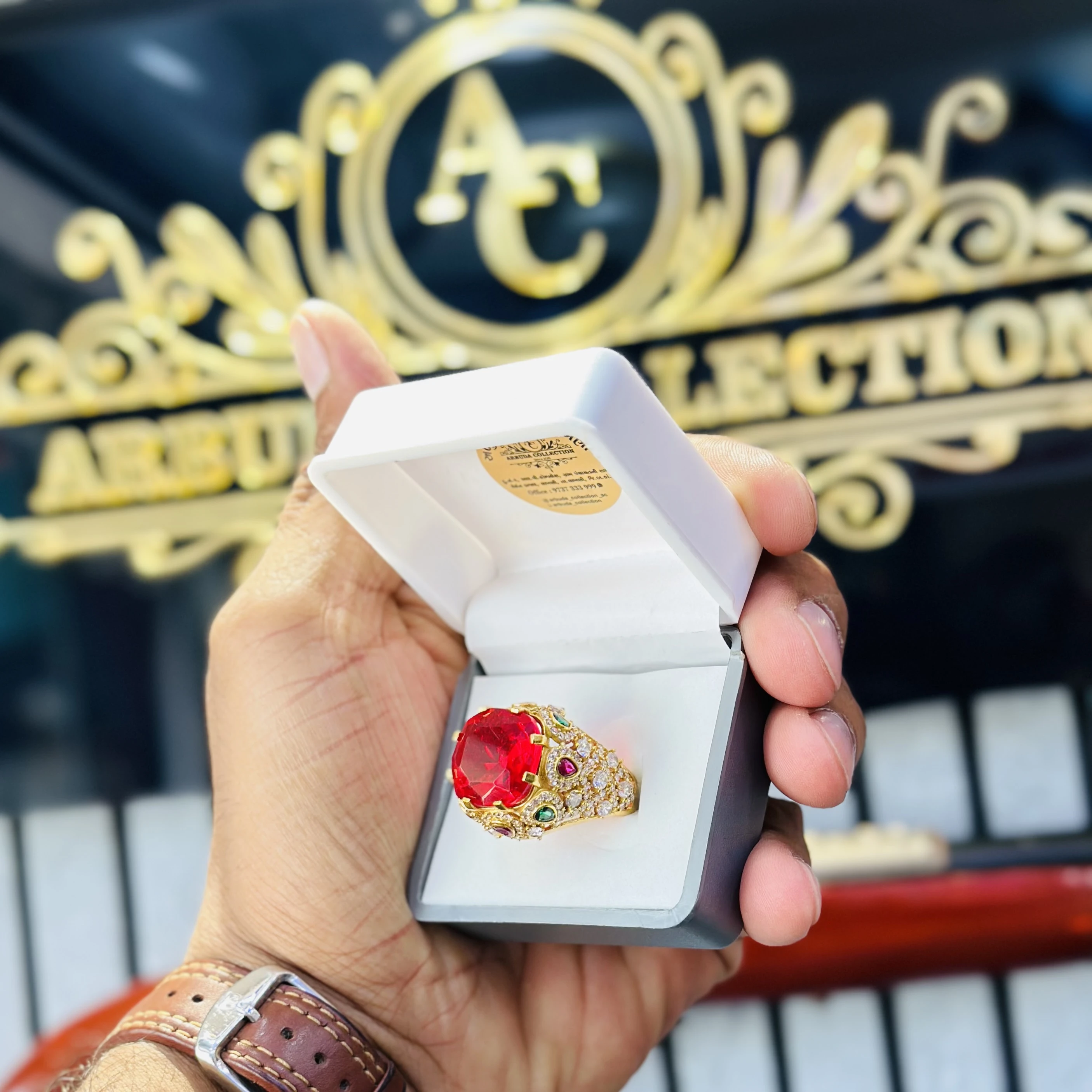 Red Stone Ring for men's