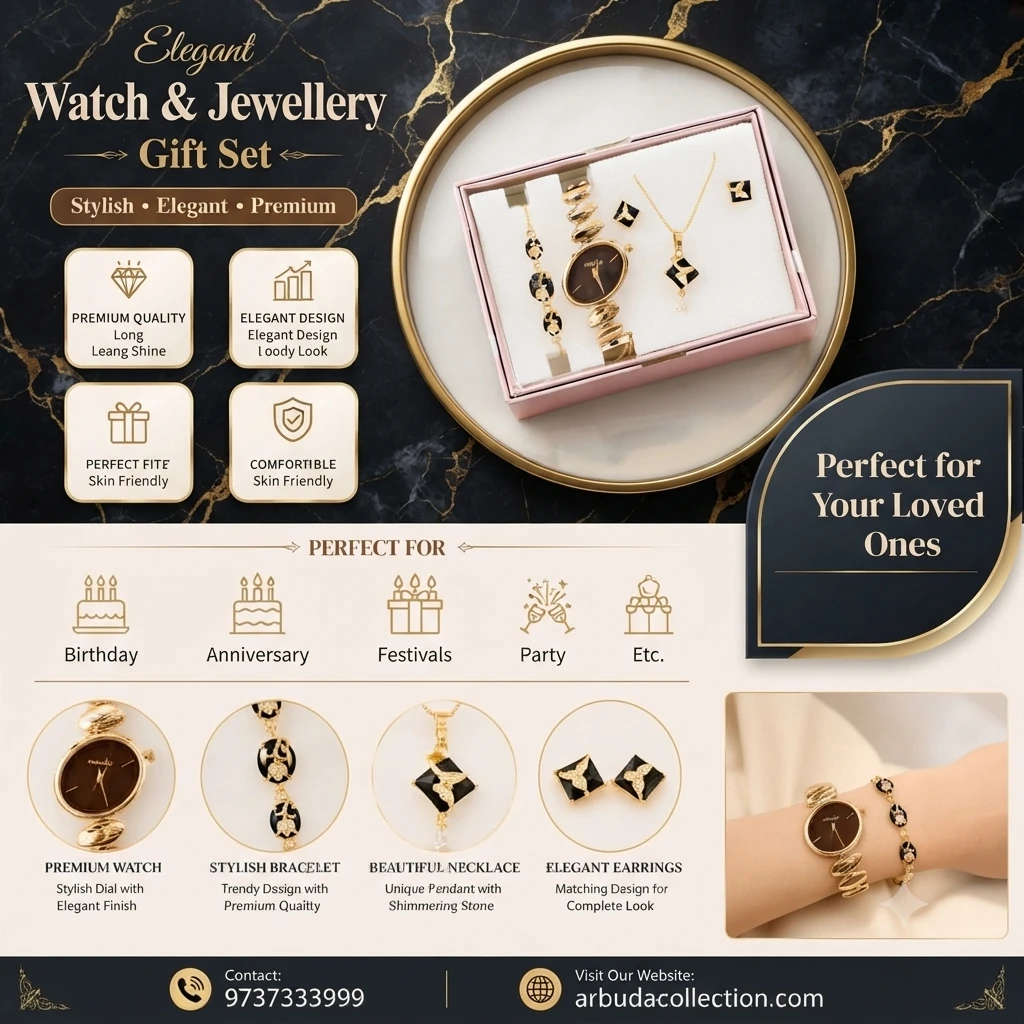 an elegant women's watch and jewelry gift set