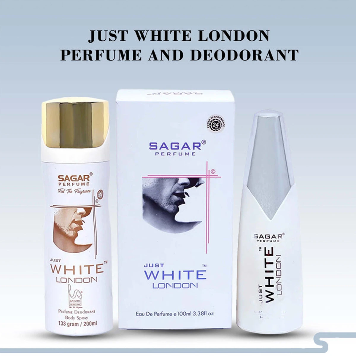 Sagar Just White London Perfume & Deodorant Combo.
