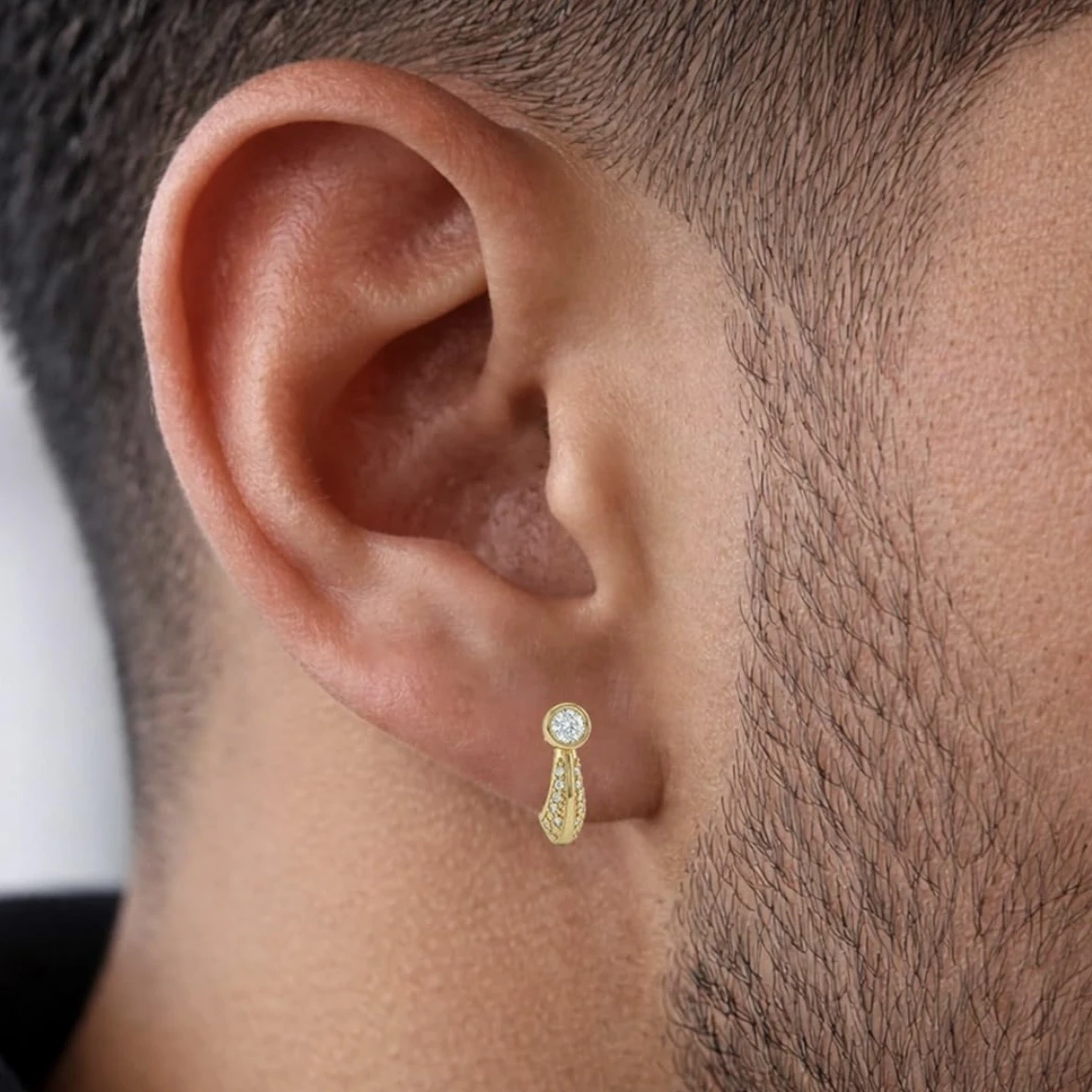 Gold plated crescent hoop earring