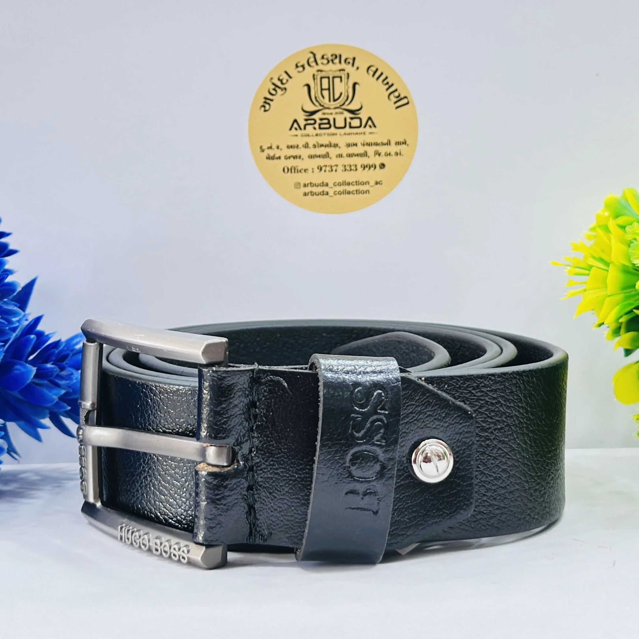Black BOSS Simo GR leather belt