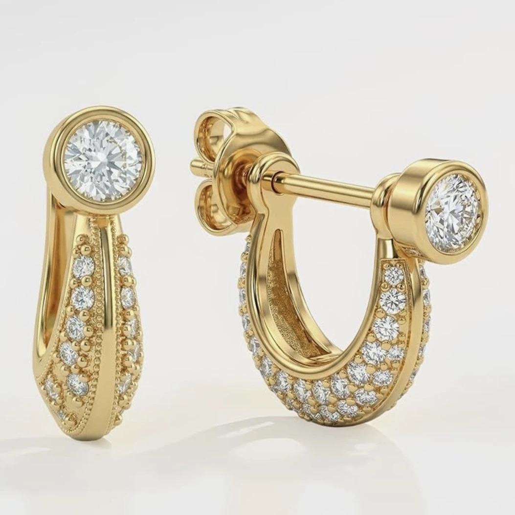 Gold plated crescent hoop earring