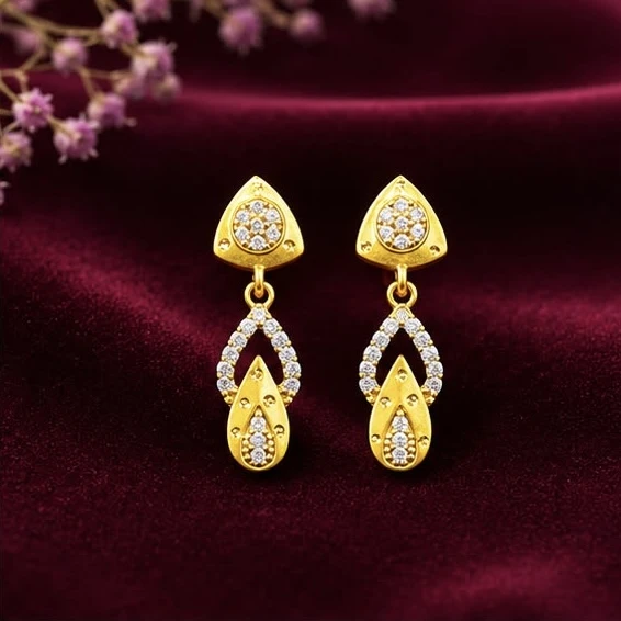 Gold plated brass drop earrings