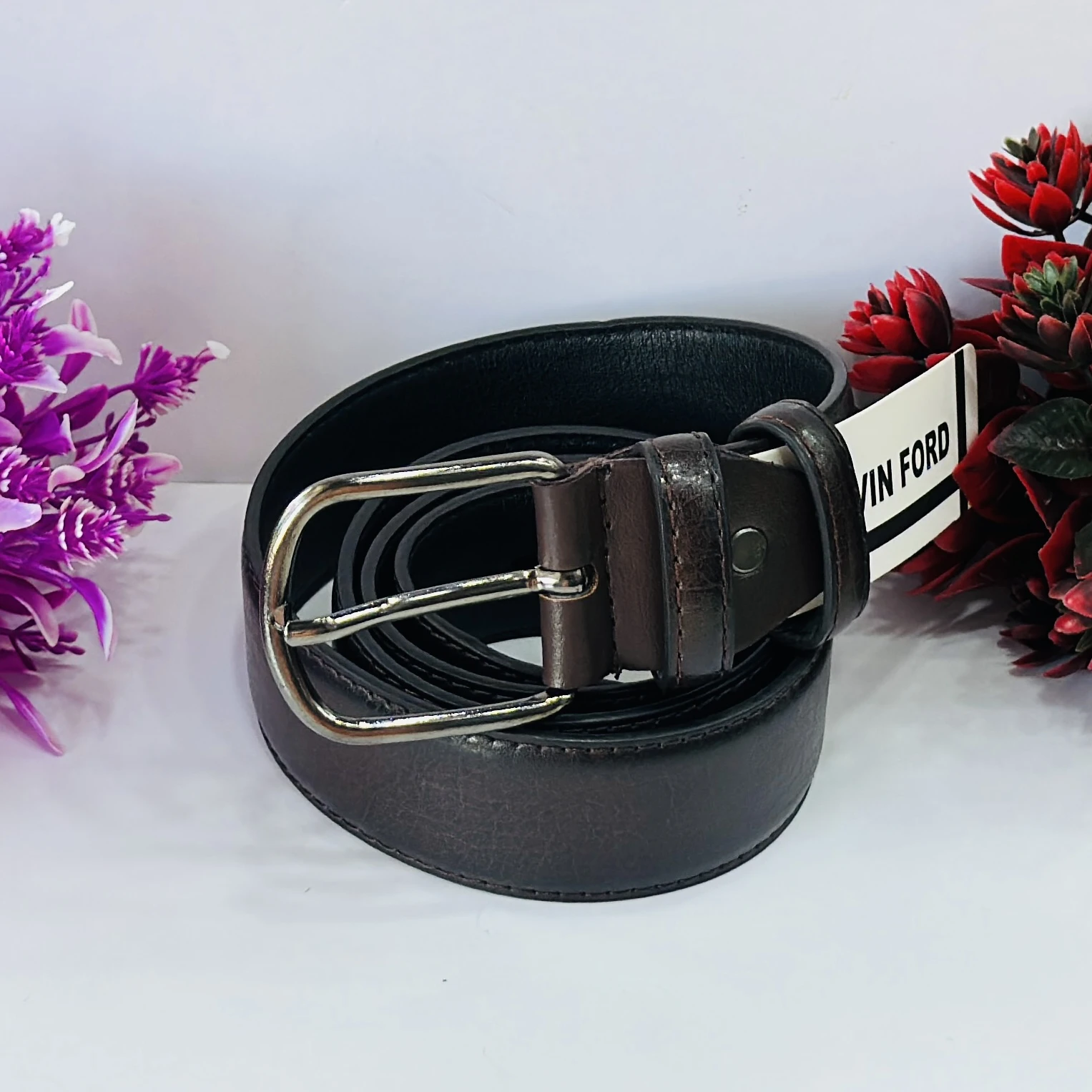 Black leather belt