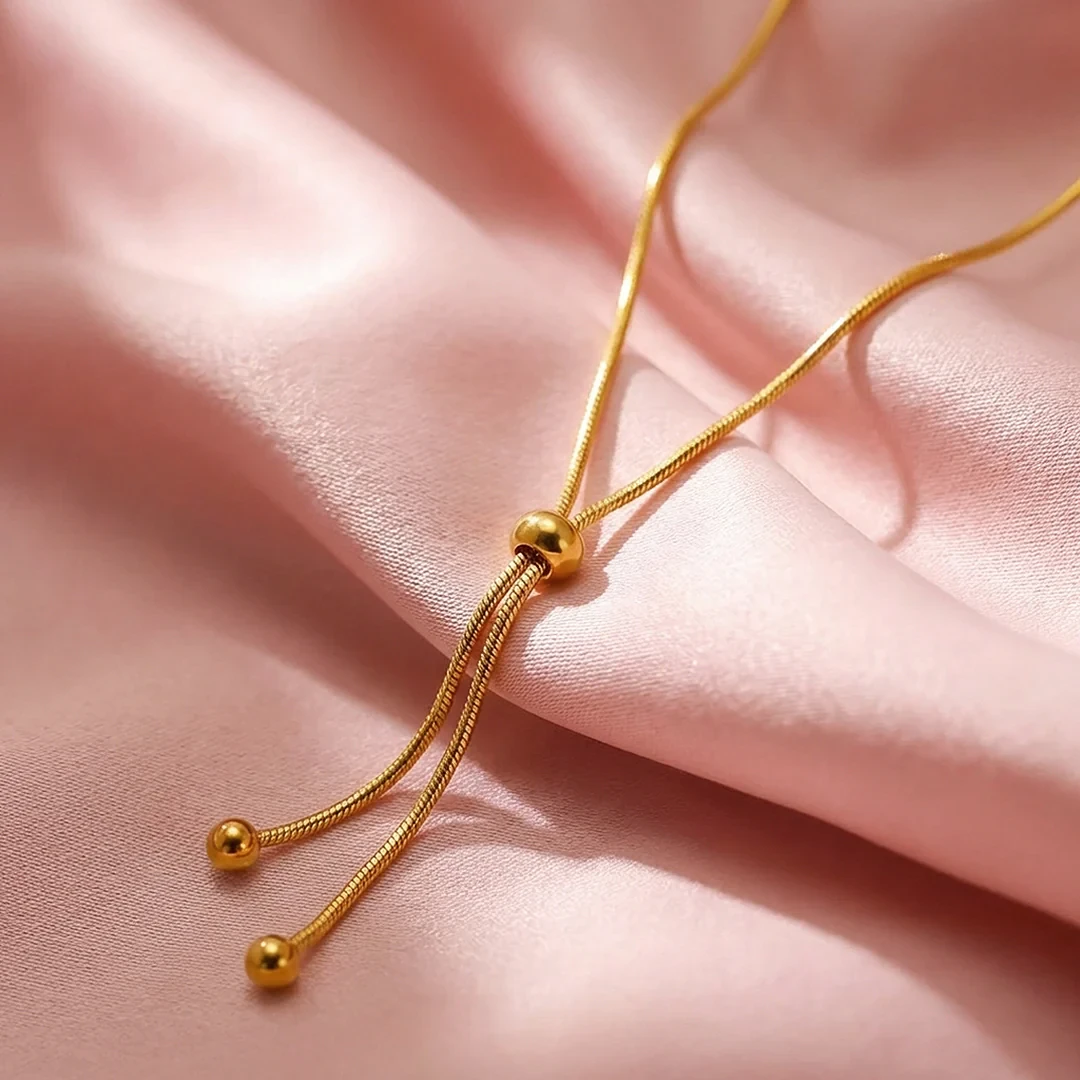 Gold Plated Titanium Steel Slider Necklace