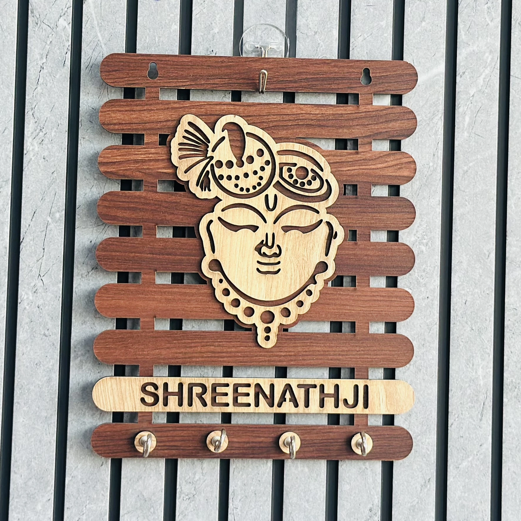 Shree Nath Ji wooden key holder(SKU-H4PFNW)